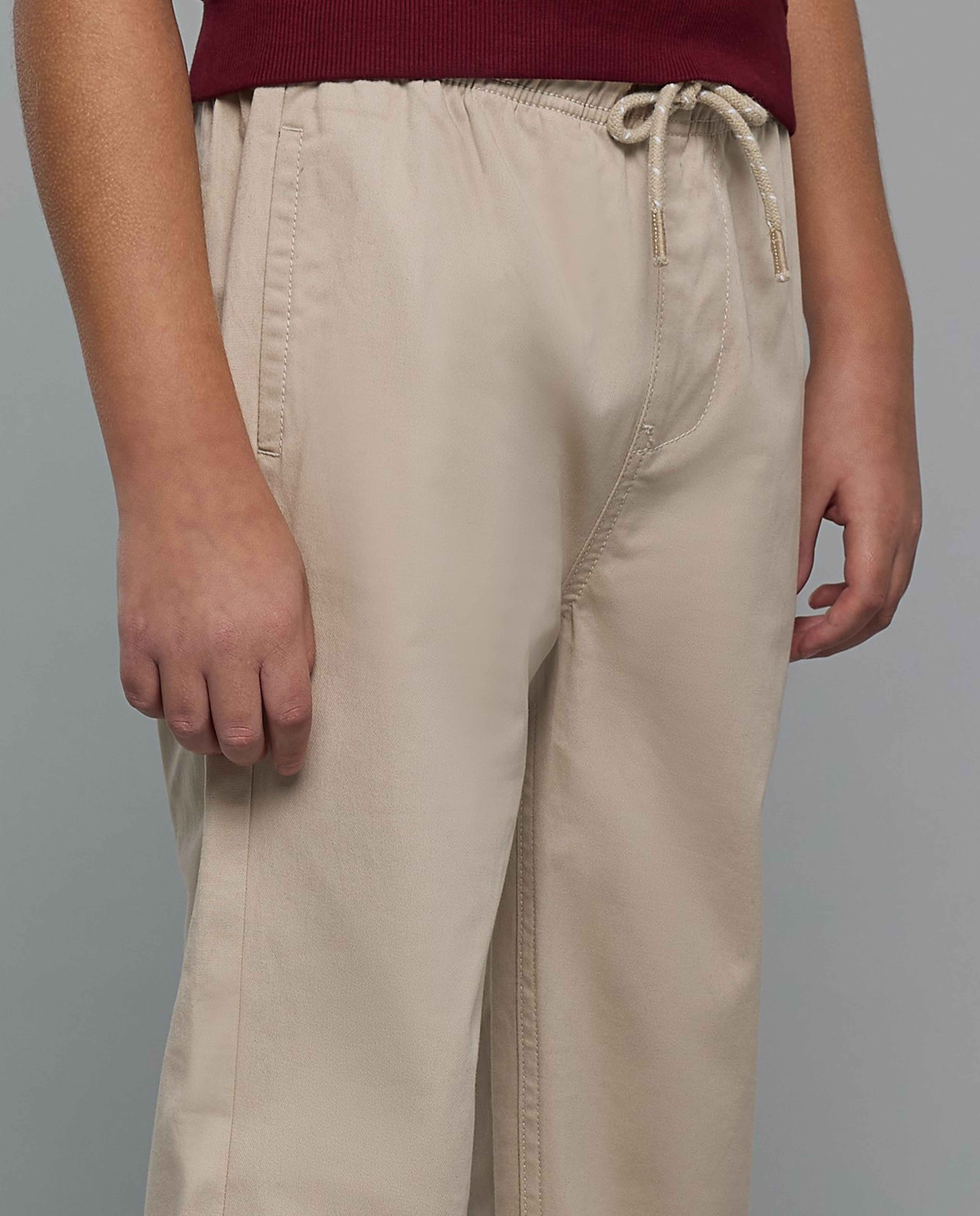 Solid Woven Pants with Drawstring Waist