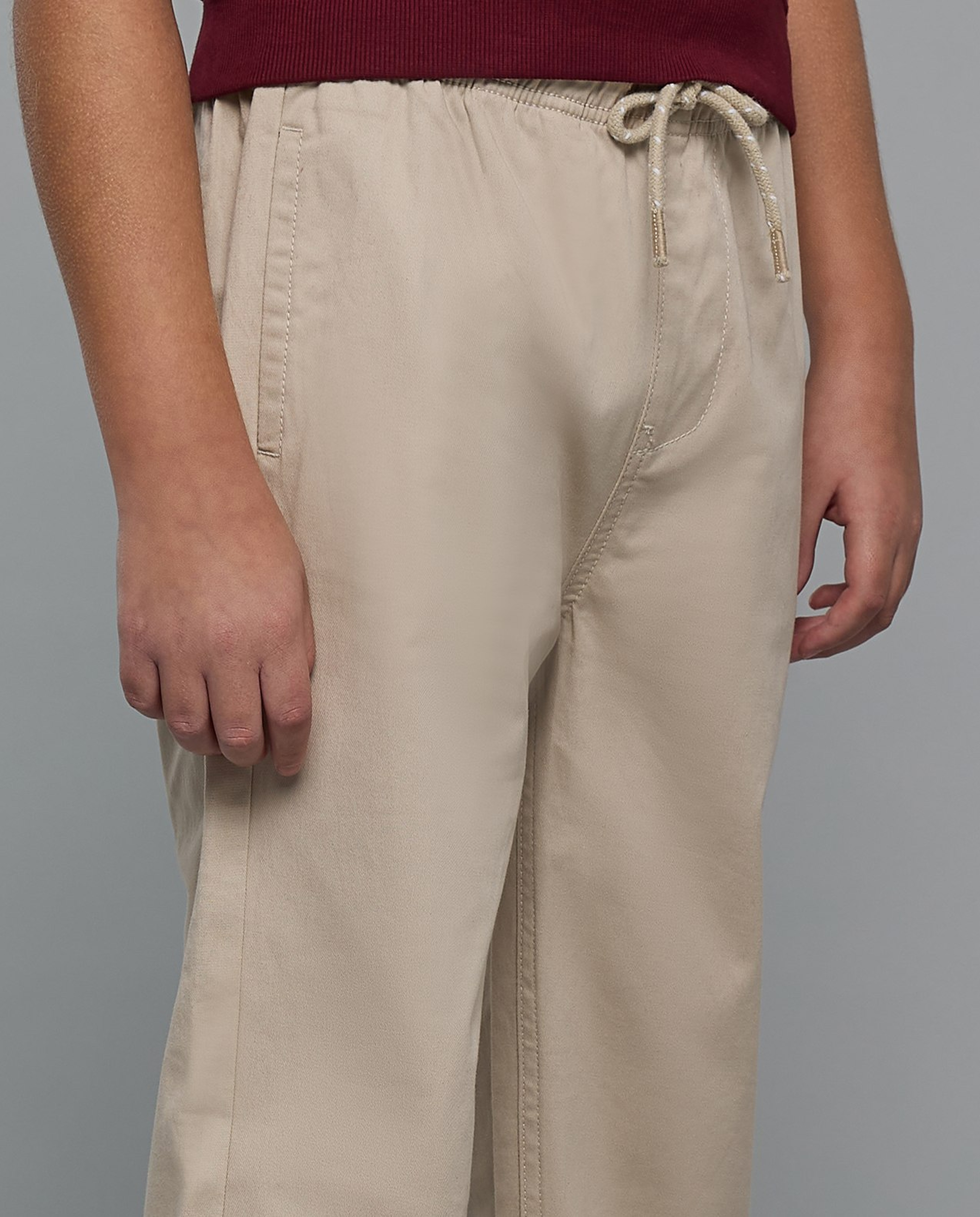 Solid Woven Pants with Drawstring Waist