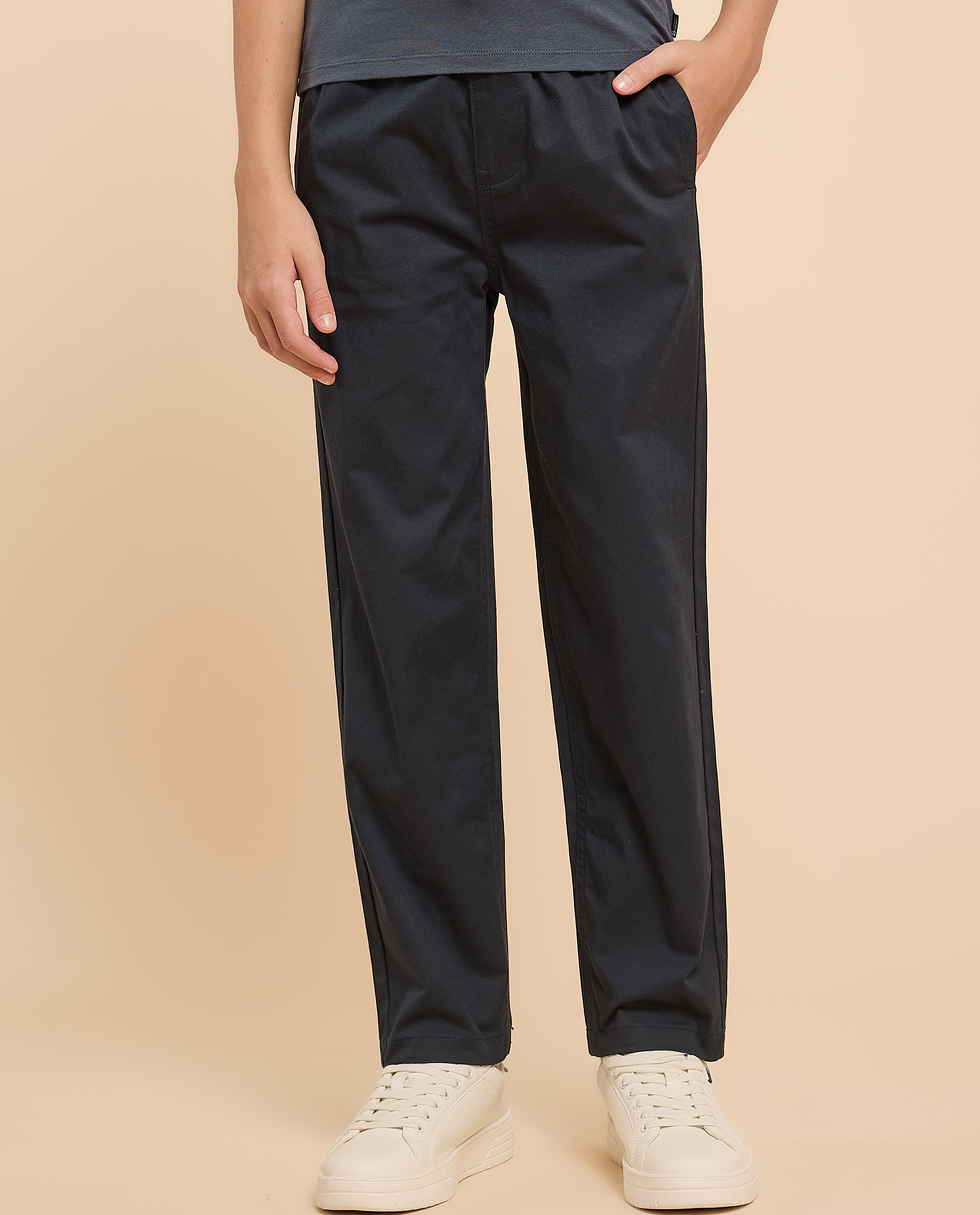 Solid Woven Pants with Drawstring Waist