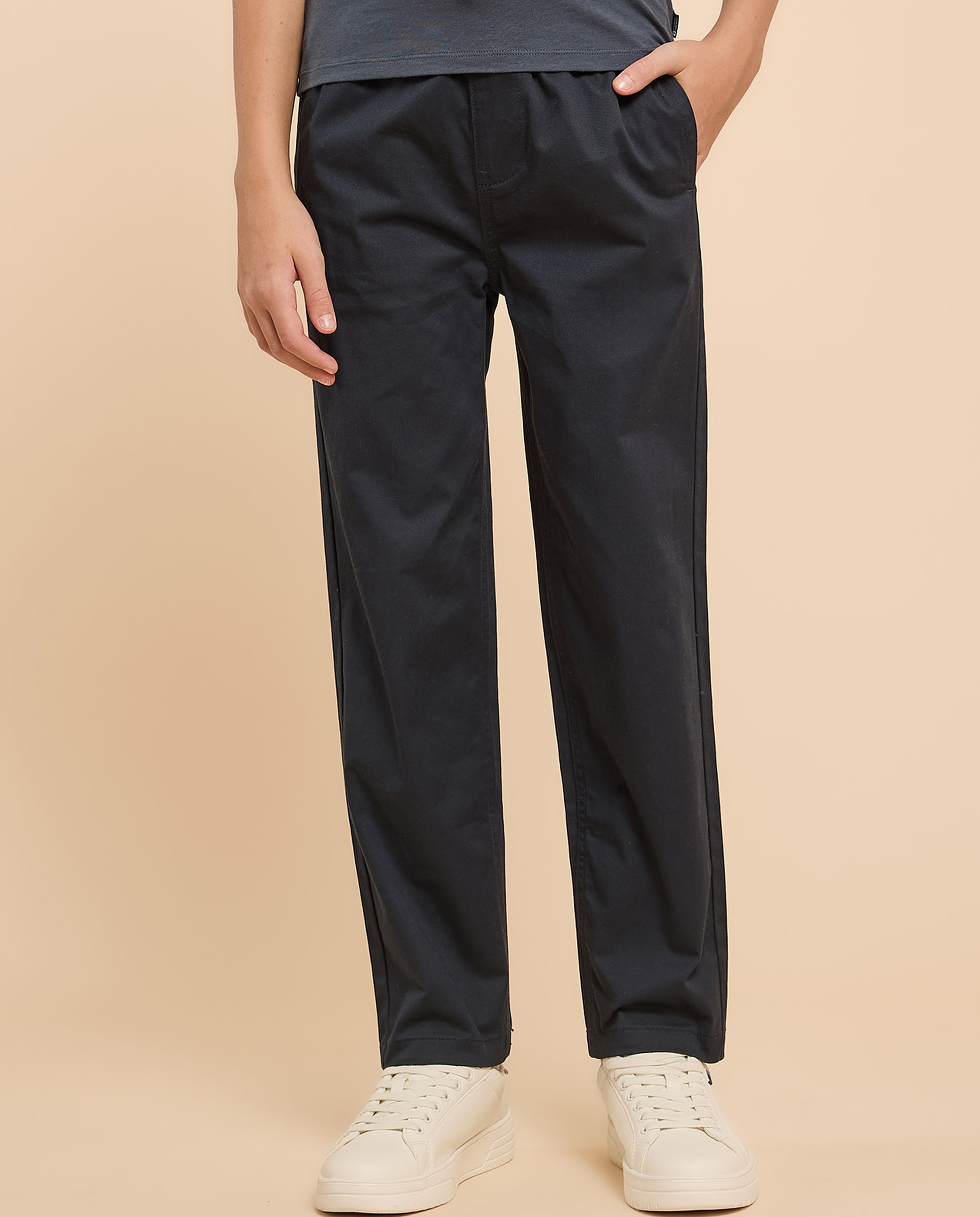 Solid Woven Pants with Drawstring Waist
