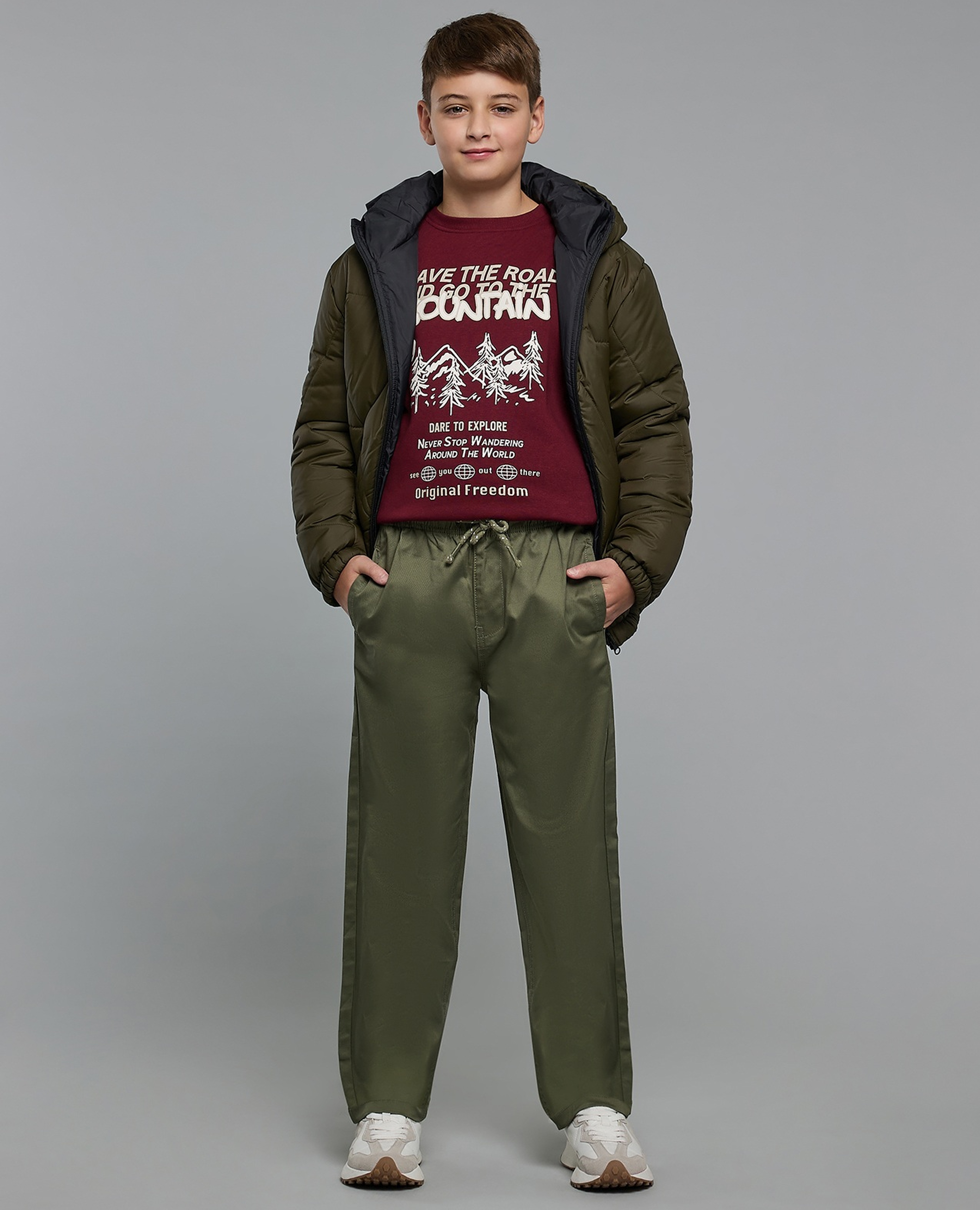 Solid Woven Pants with Drawstring Waist