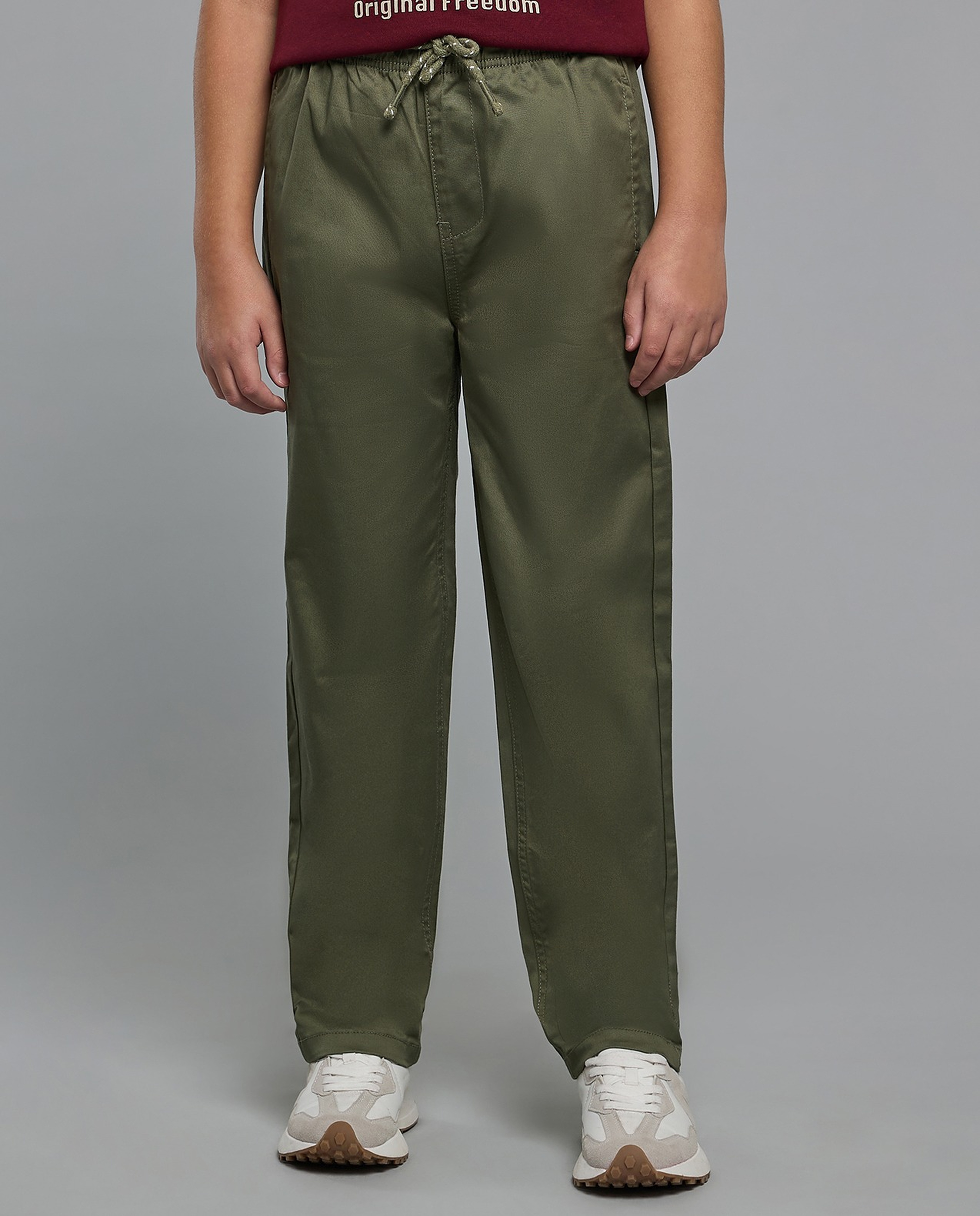 Solid Woven Pants with Drawstring Waist