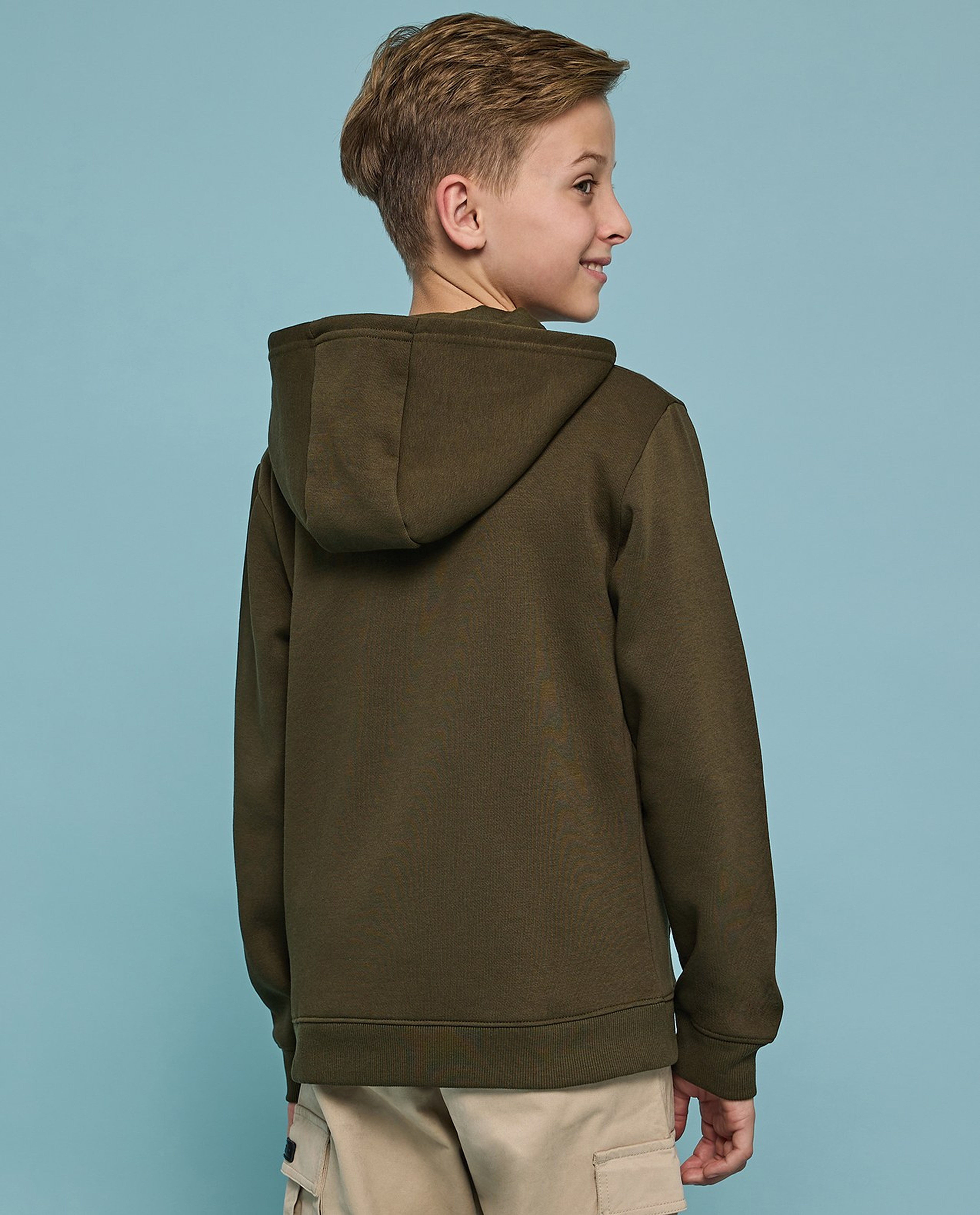 Printed Hooded Jacket with Zipper Closure