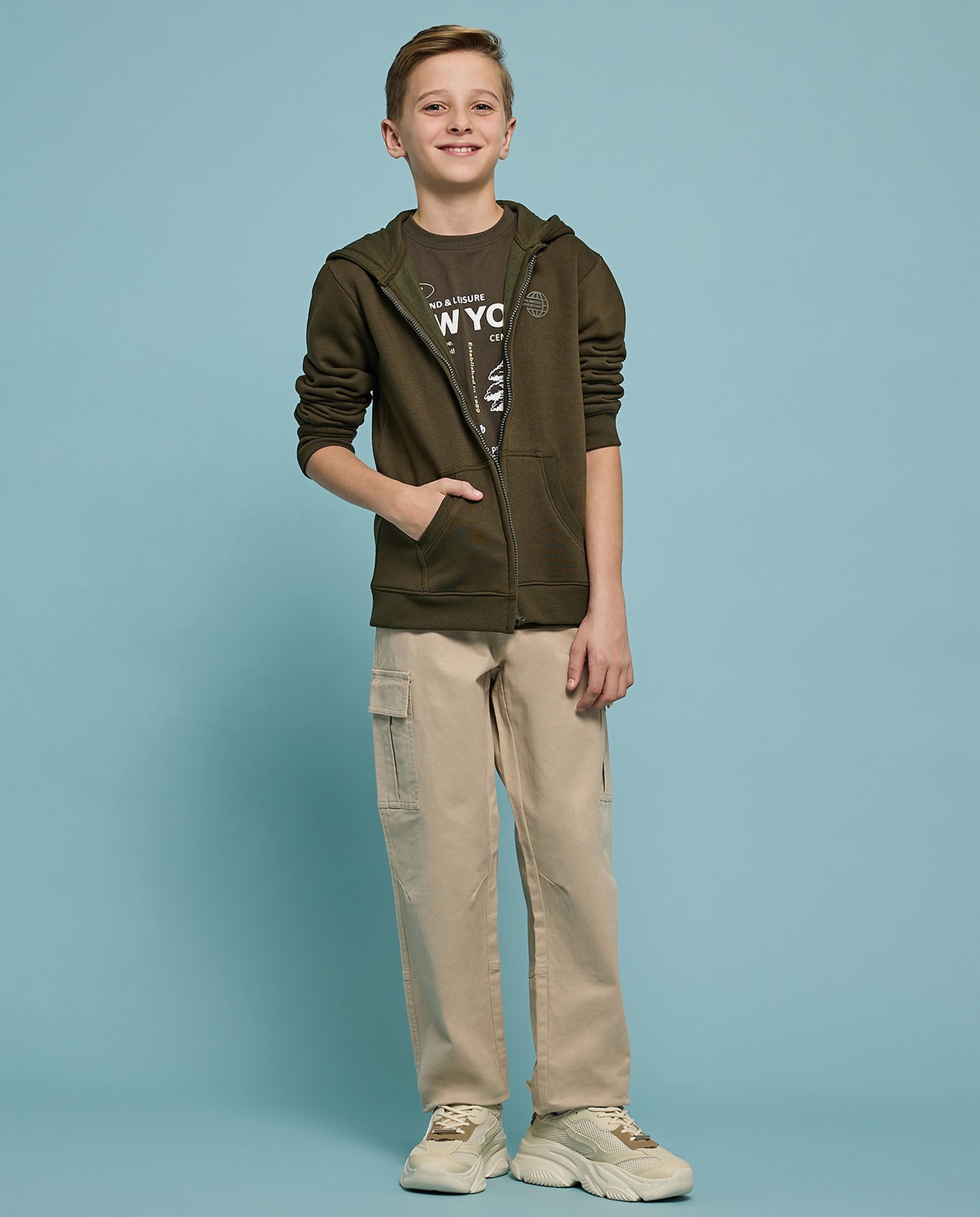 Printed Hooded Jacket with Zipper Closure