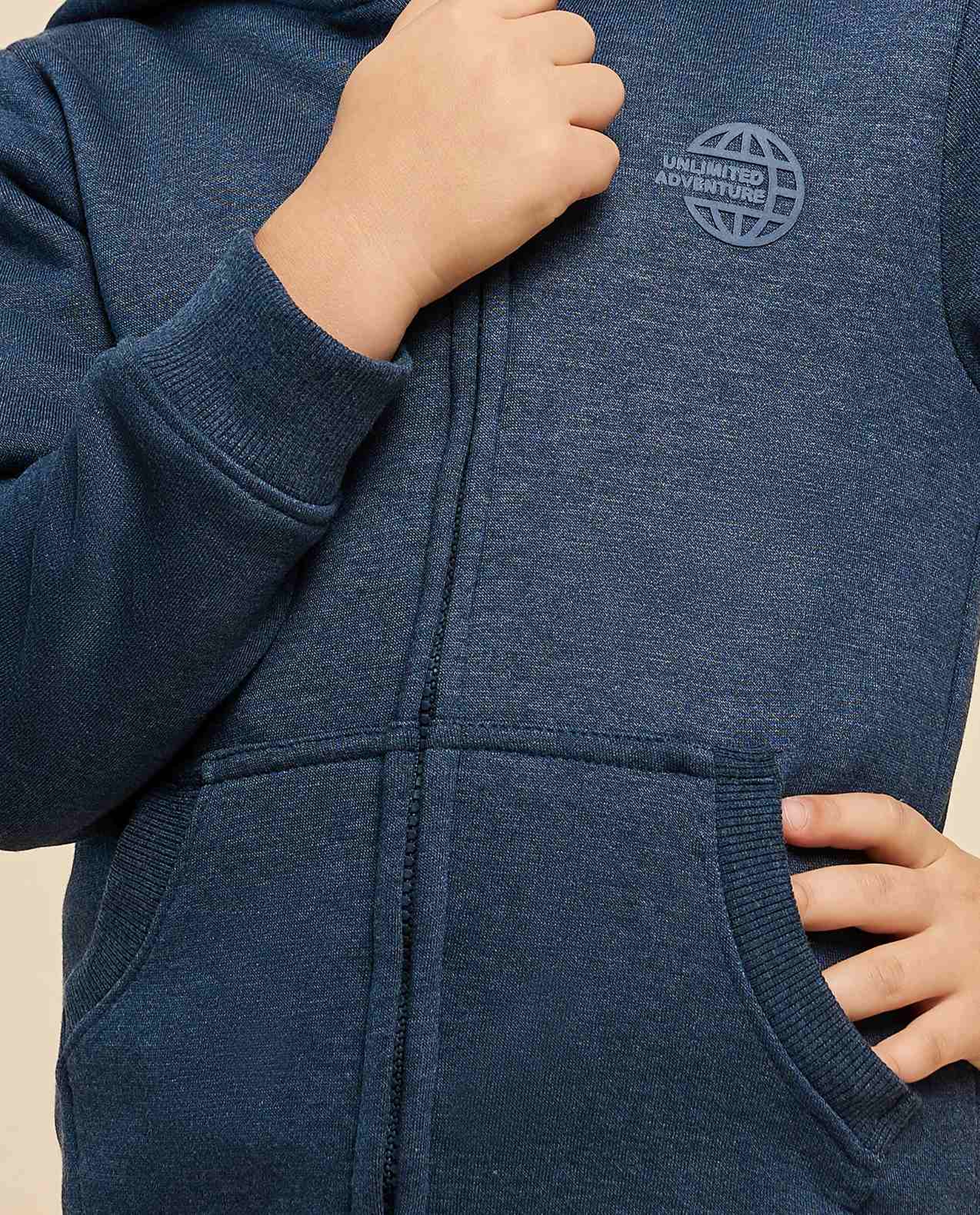 Printed Hooded Jacket with Zipper Closure