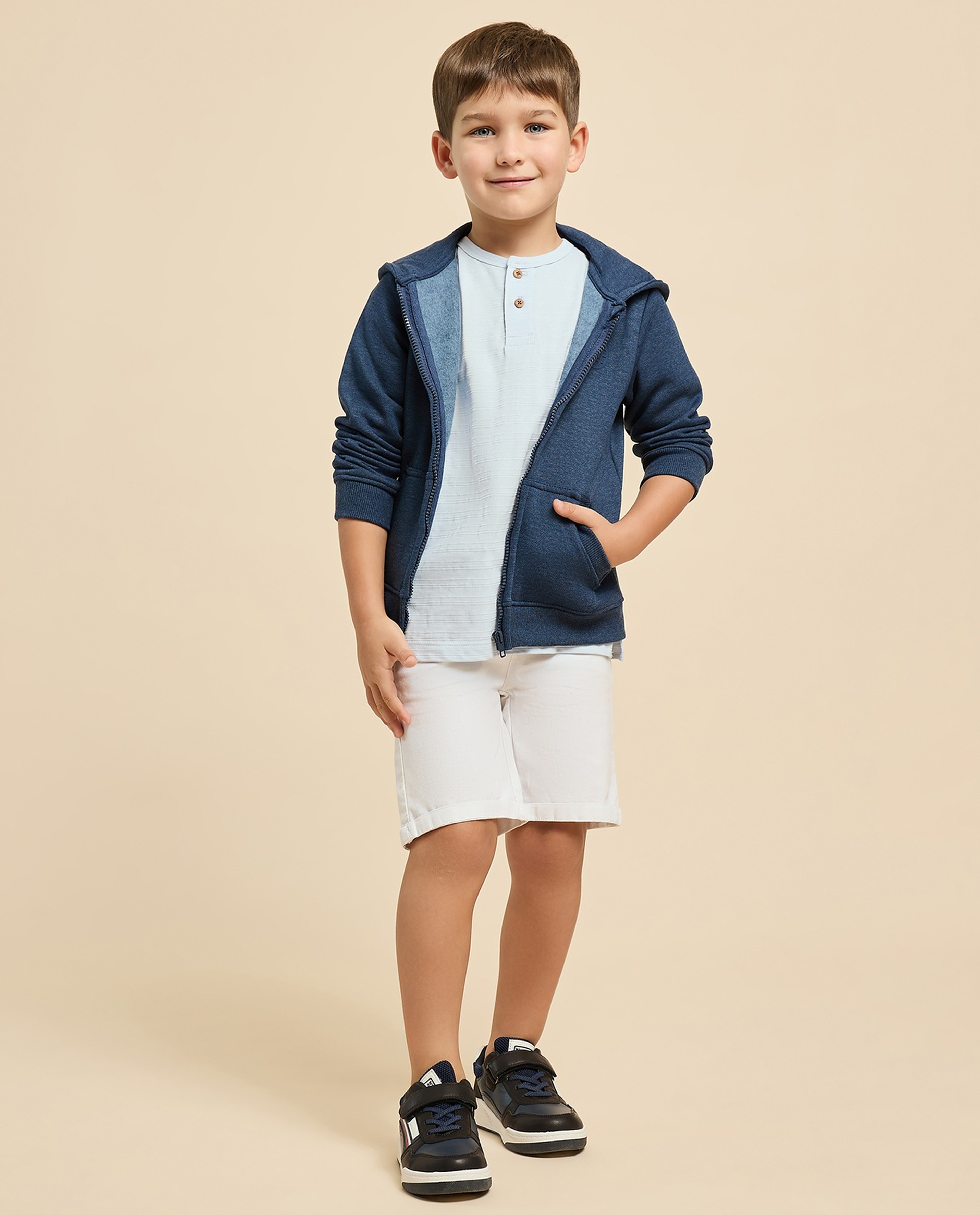 Printed Hooded Jacket with Zipper Closure