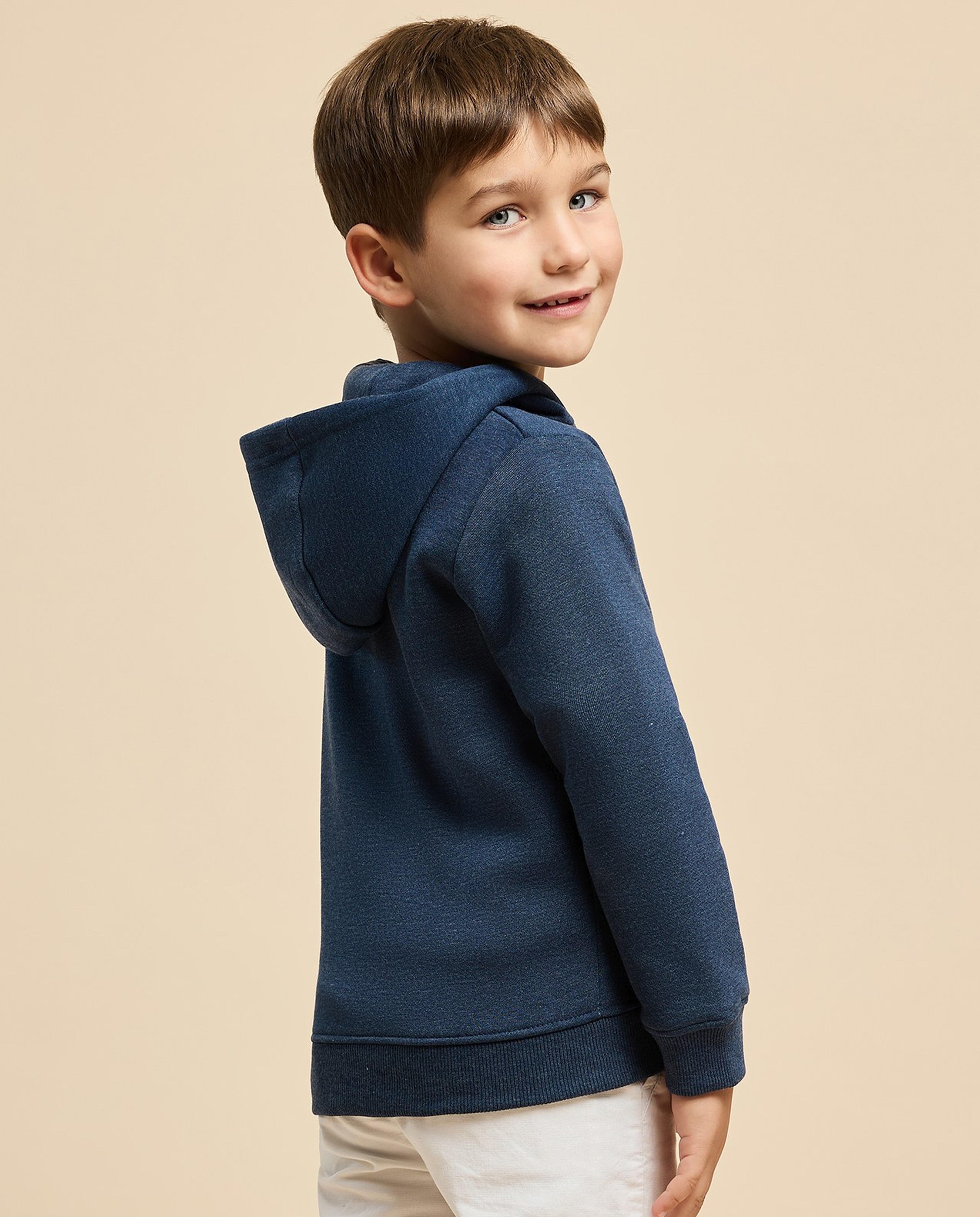 Printed Hooded Jacket with Zipper Closure