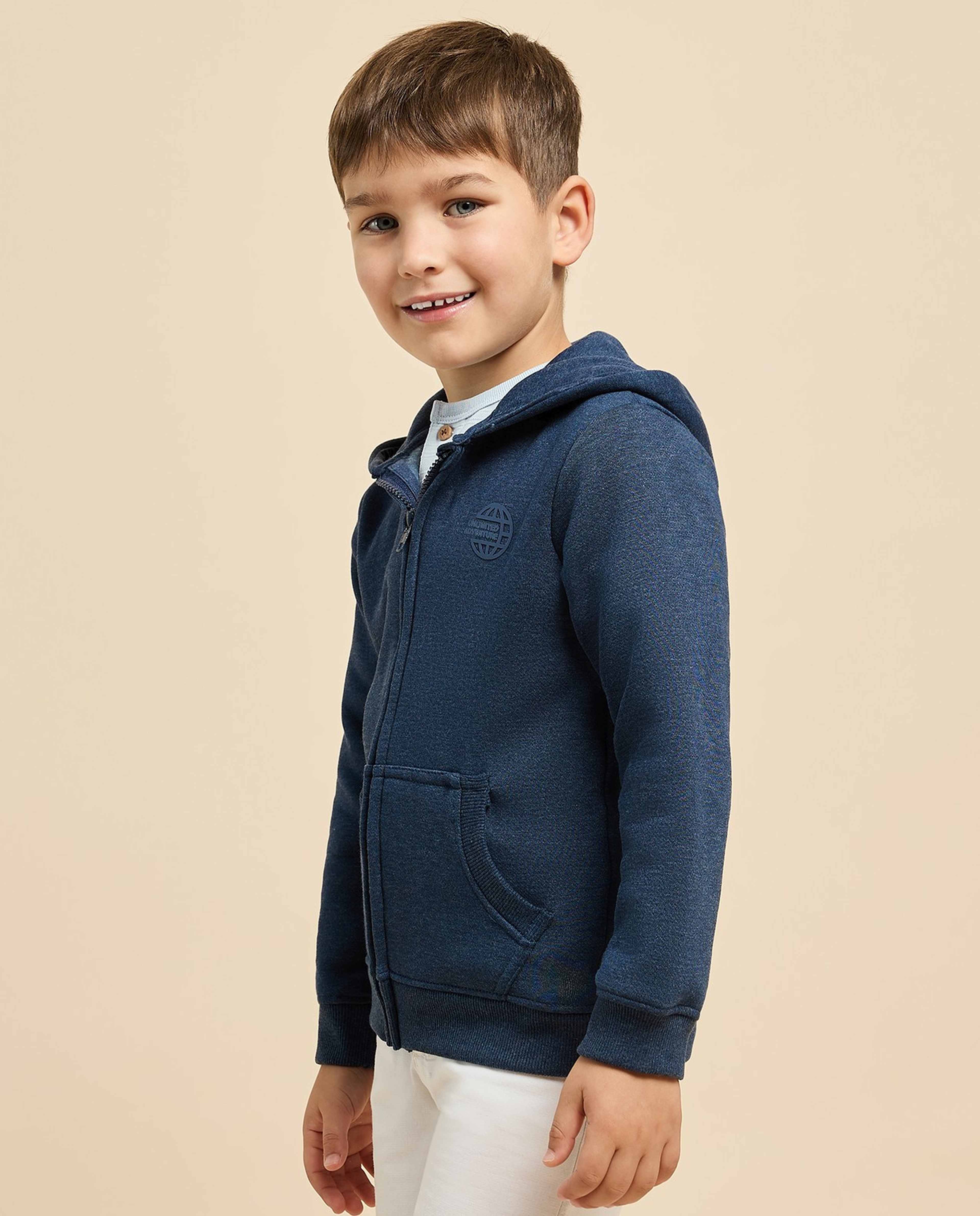 Printed Hooded Jacket with Zipper Closure