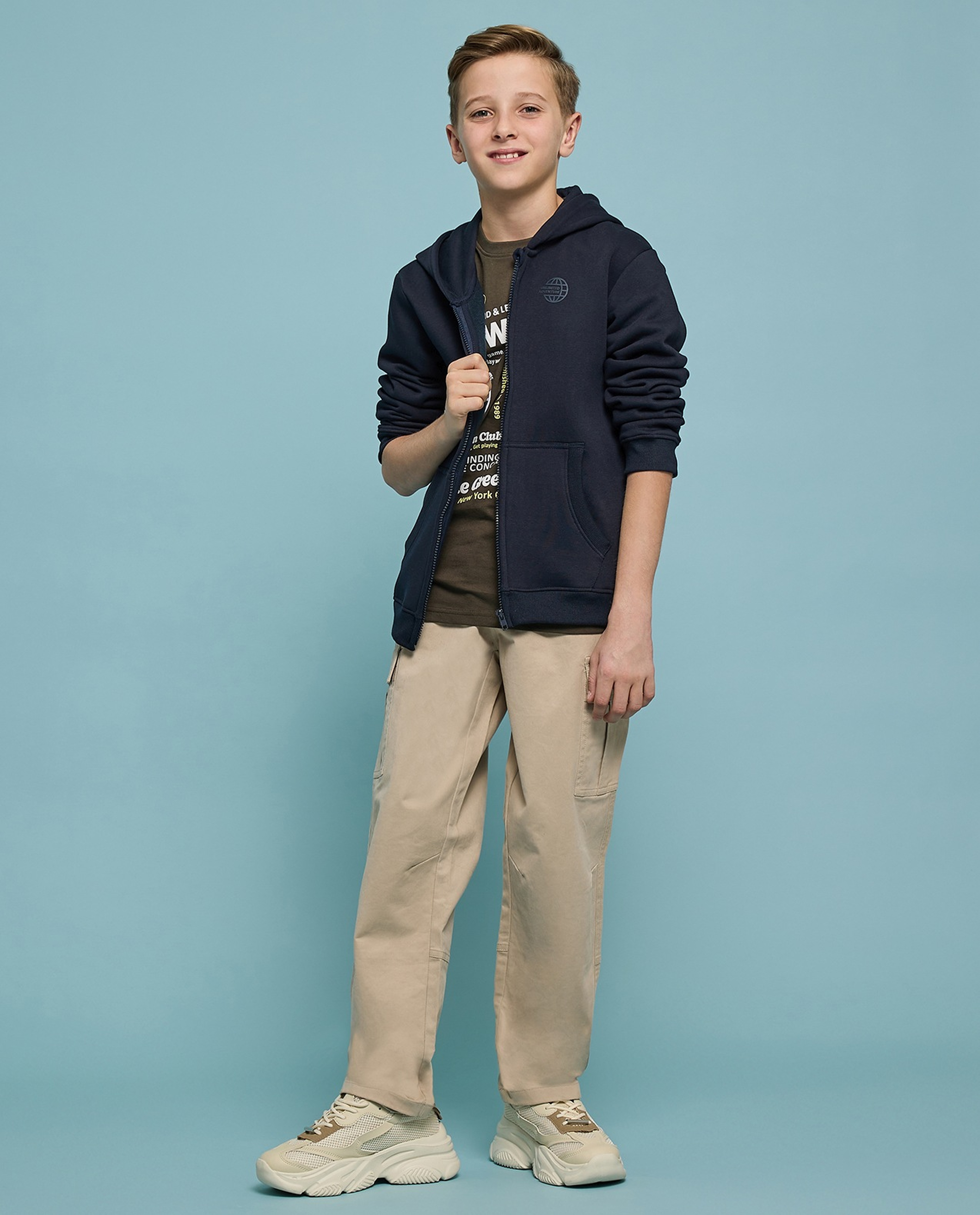 Printed Hooded Jacket with Zipper Closure