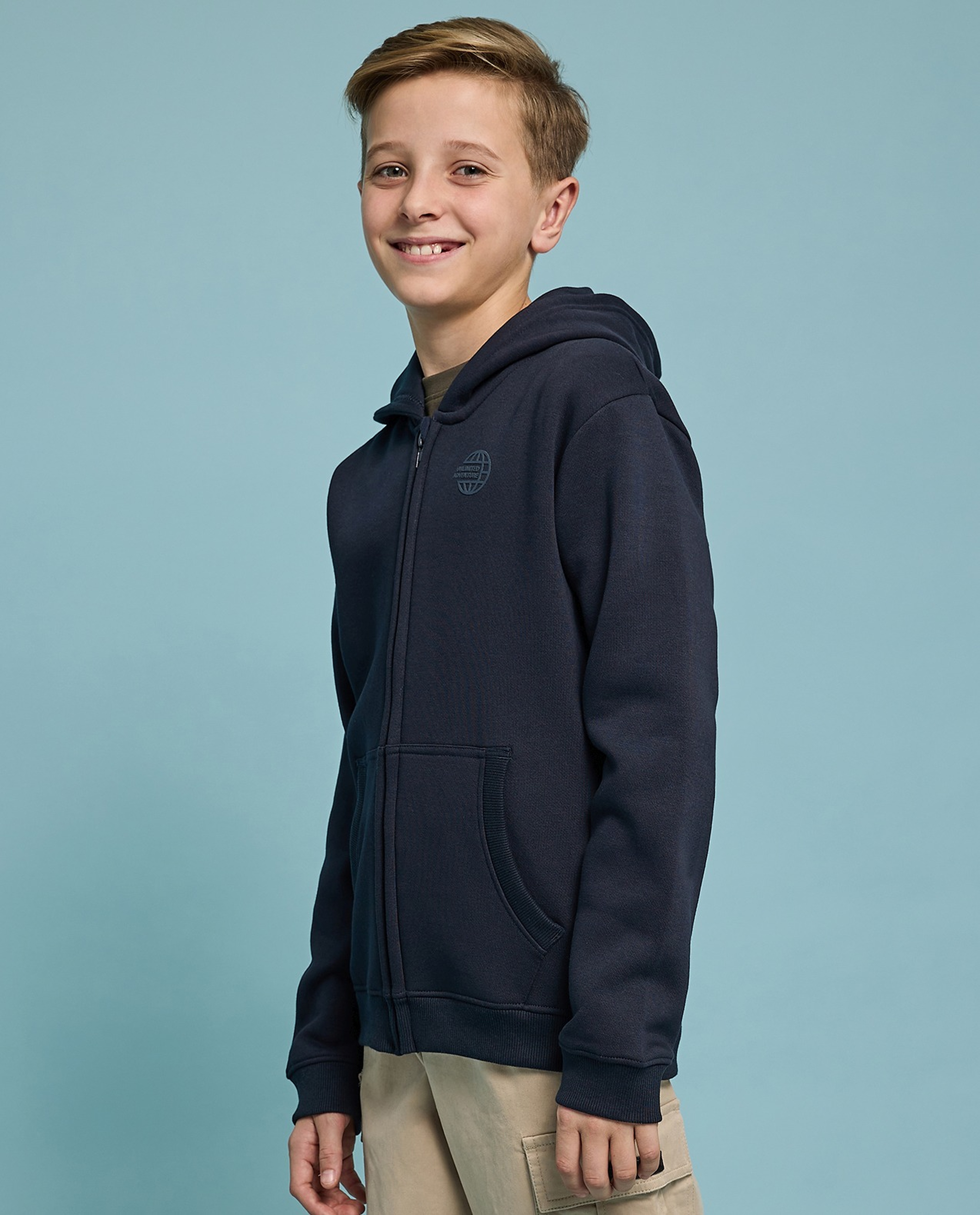 Printed Hooded Jacket with Zipper Closure