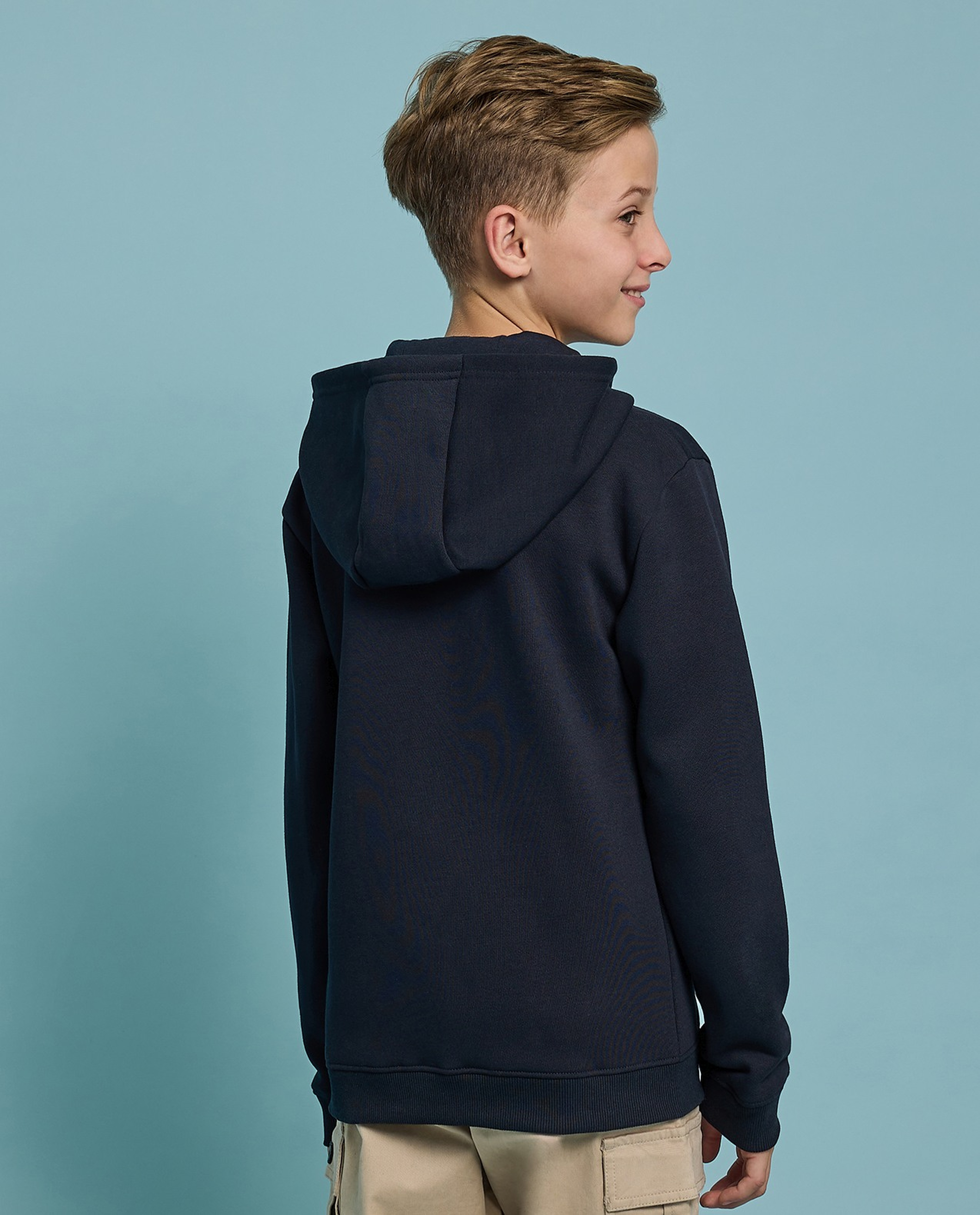 Printed Hooded Jacket with Zipper Closure