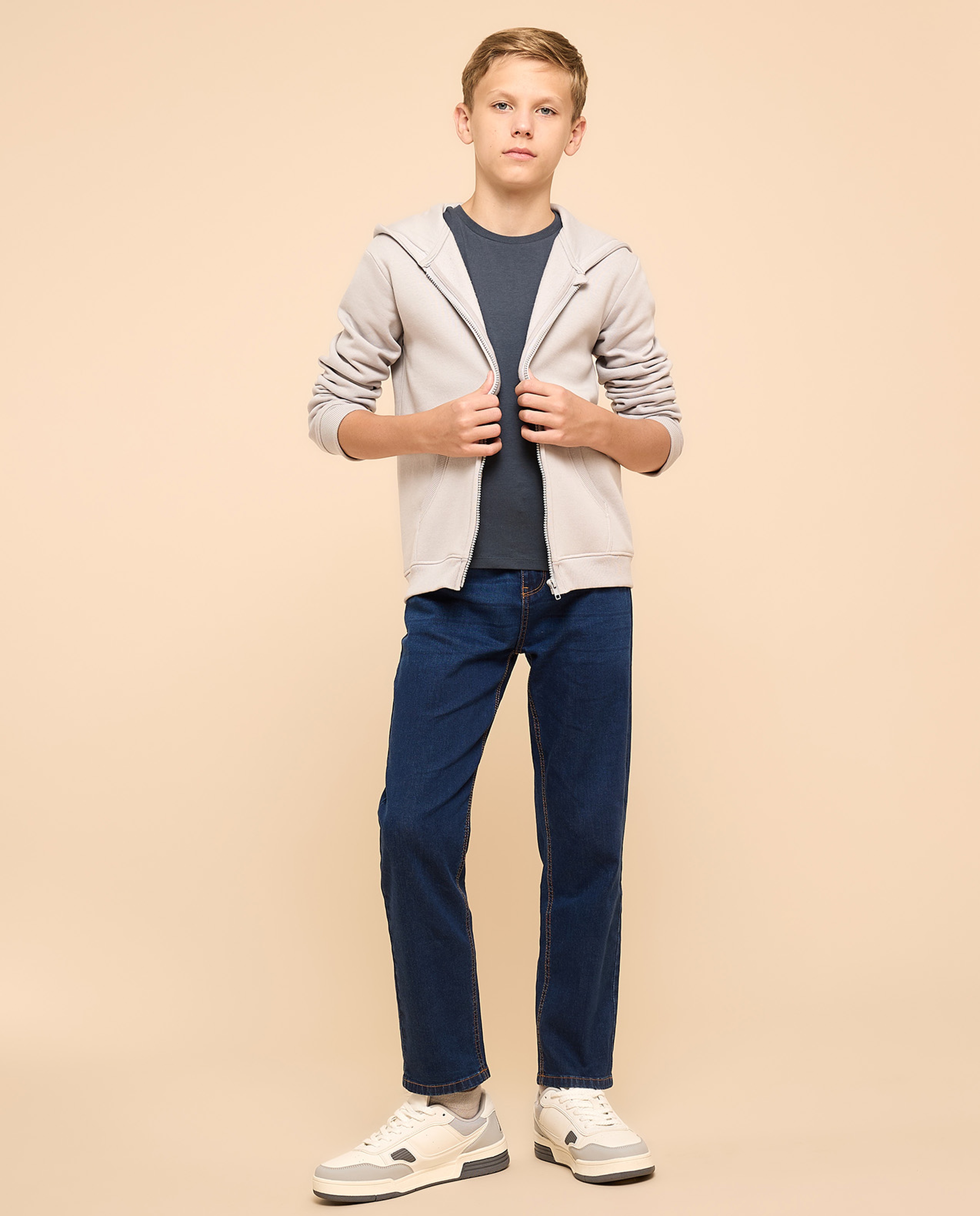 Printed Hooded Jacket with Zipper Closure