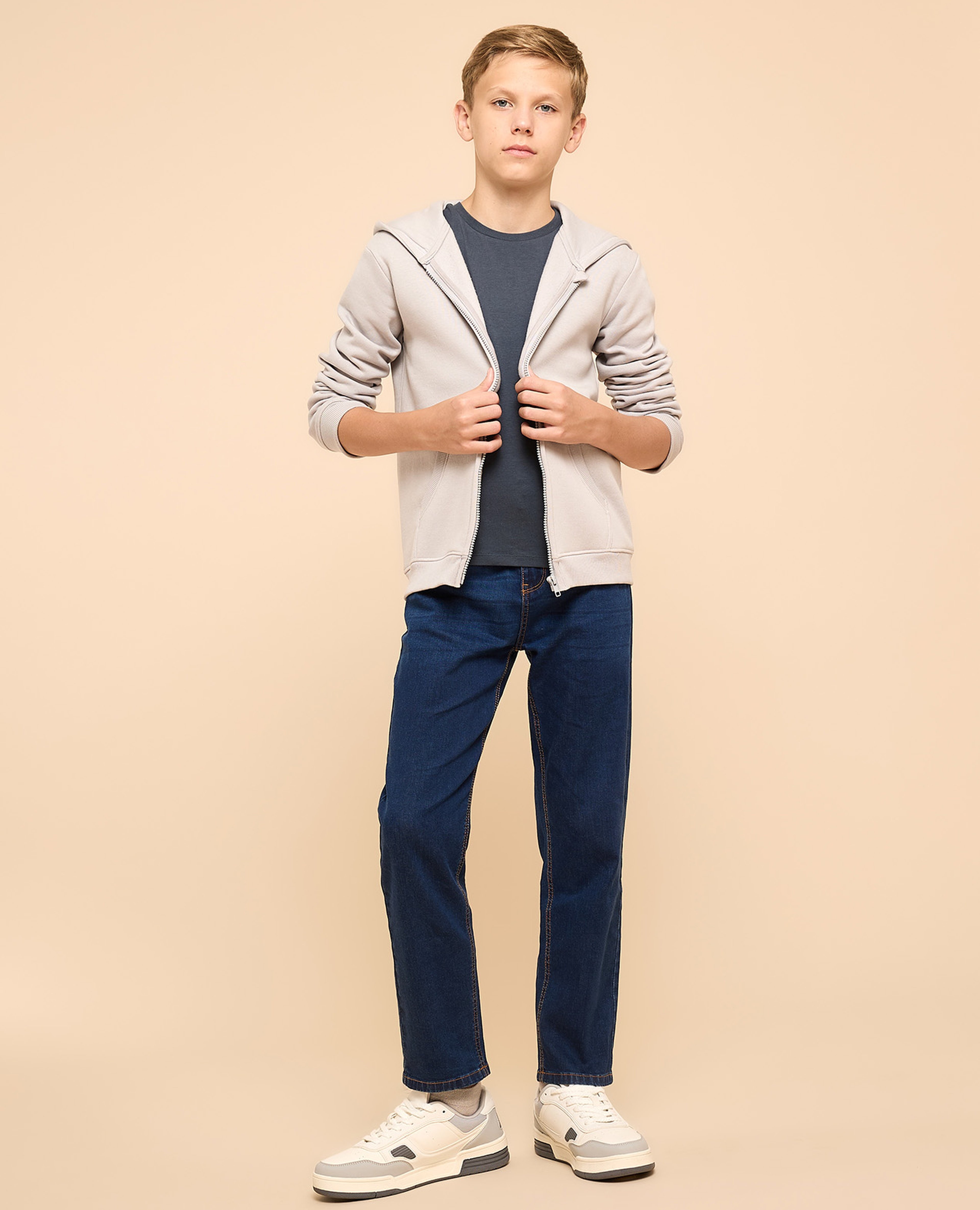 Printed Hooded Jacket with Zipper Closure