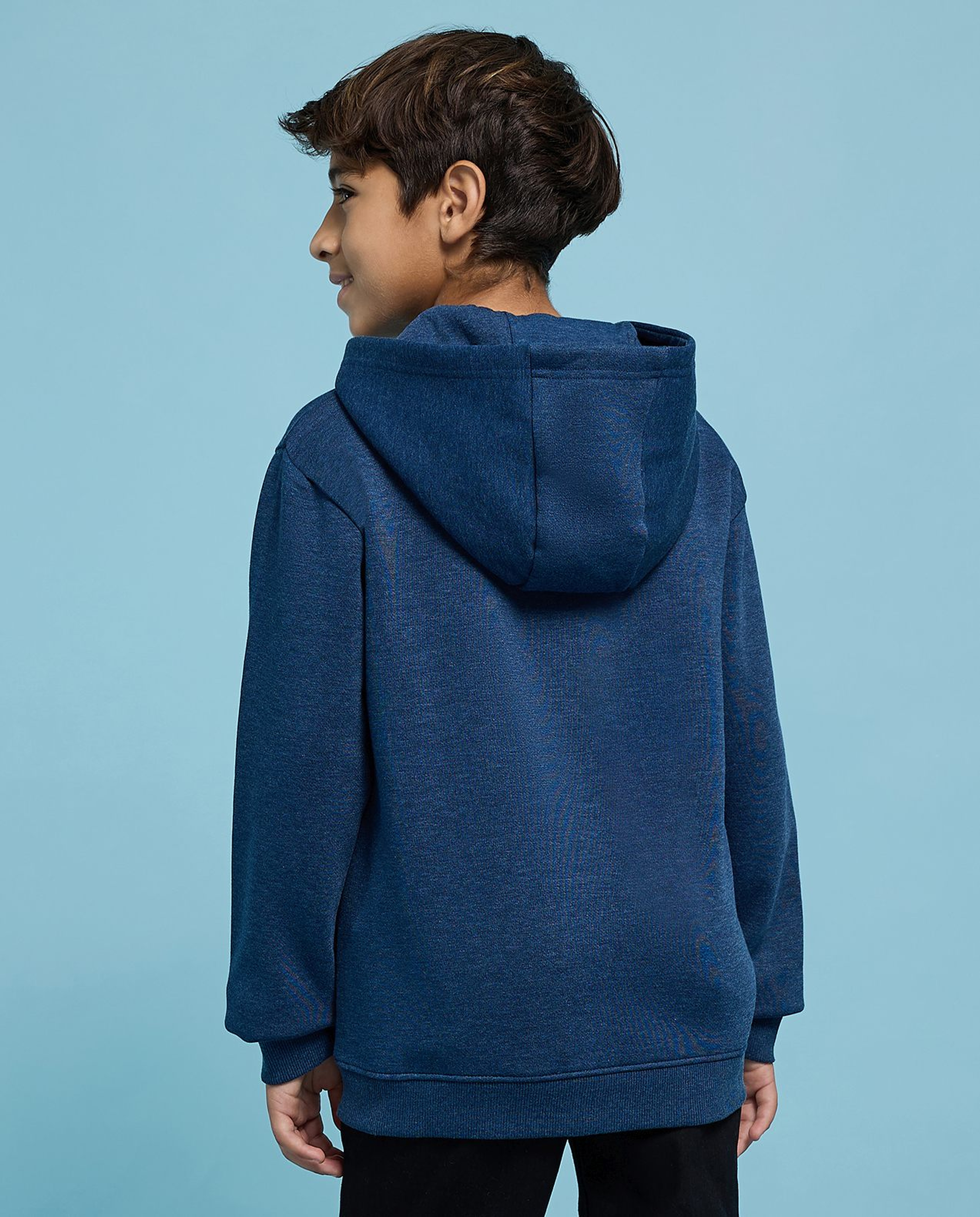 Printed Hooded Jacket with Zipper Closure