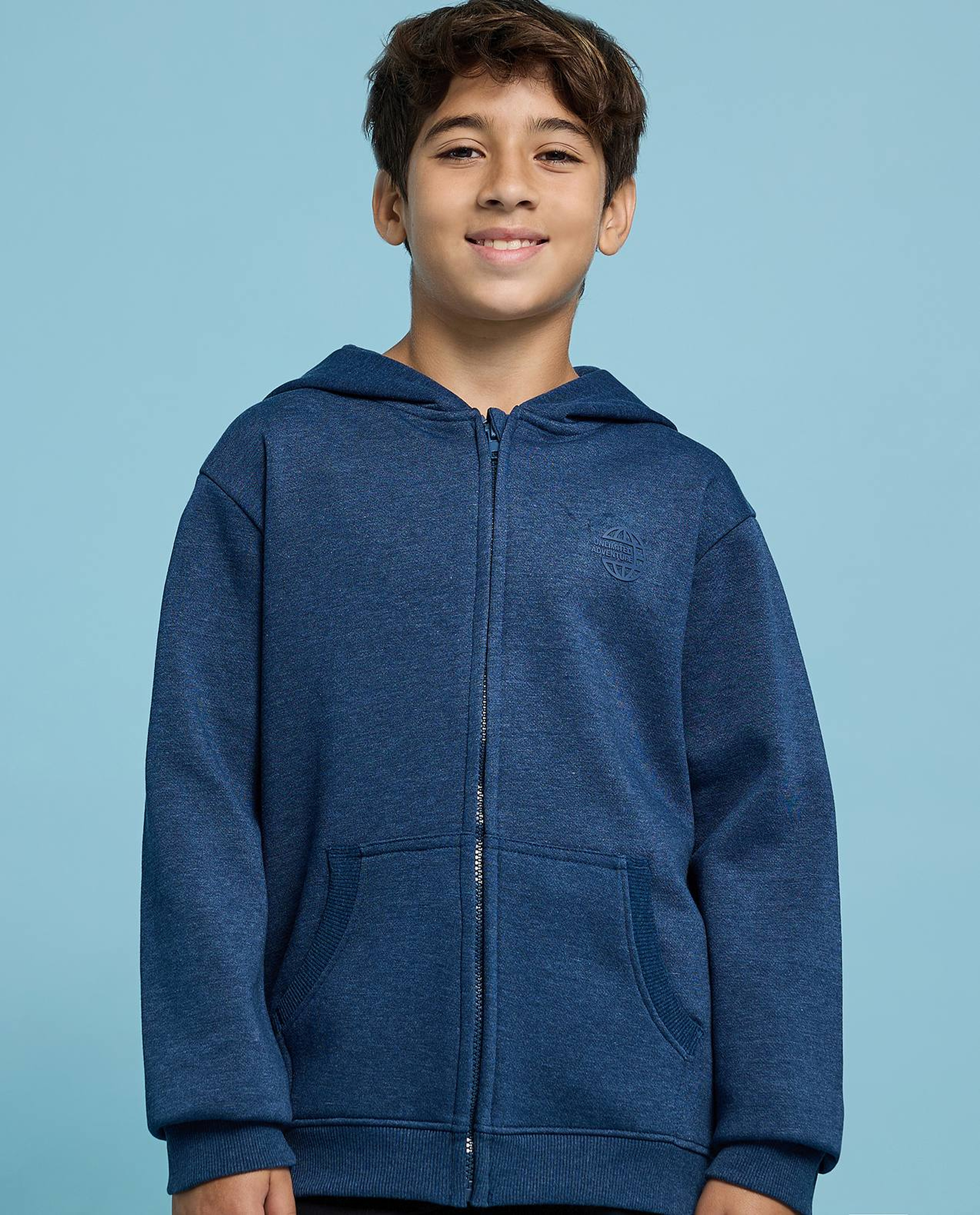 Printed Hooded Jacket with Zipper Closure