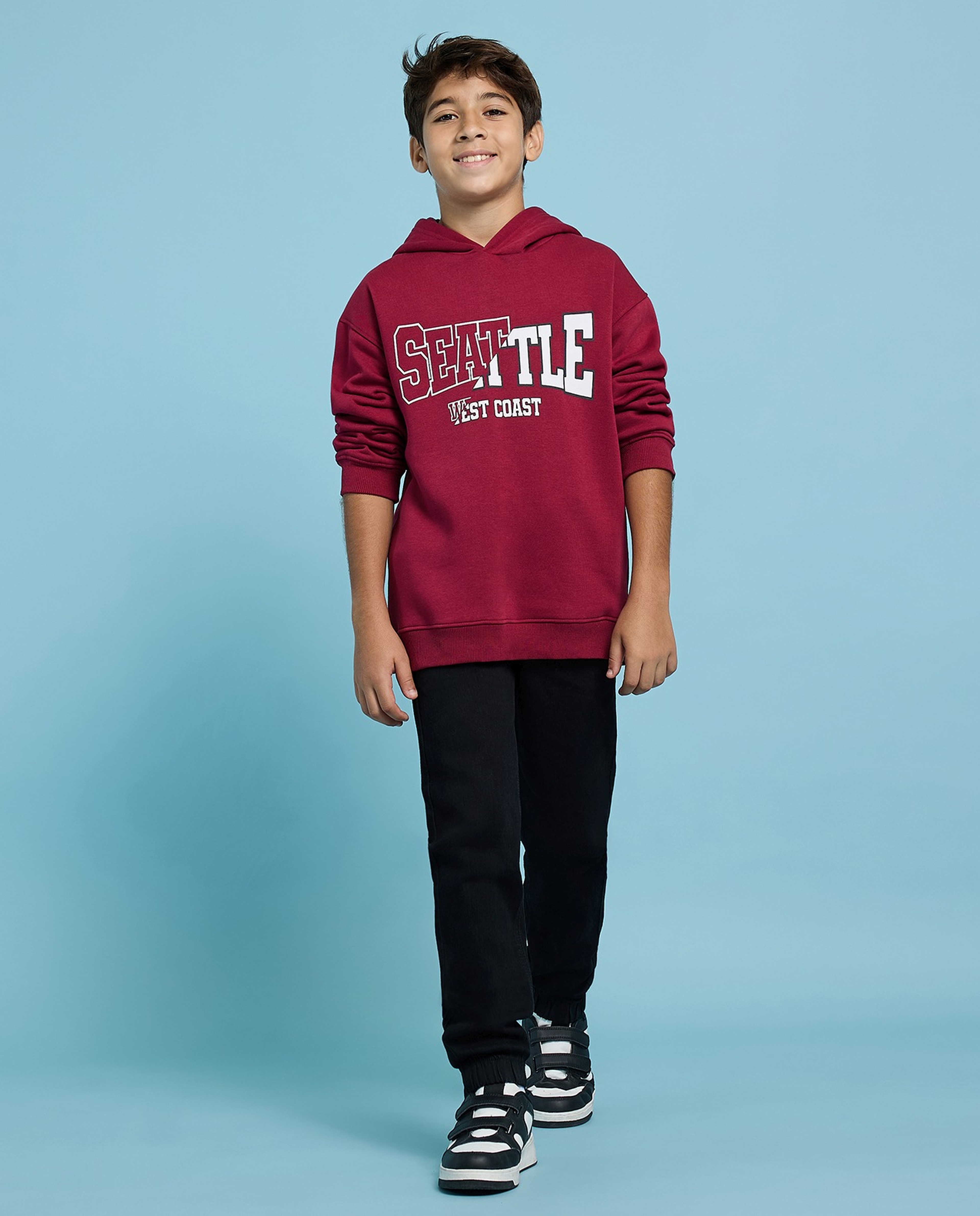 Printed Hoodie with Long Sleeves