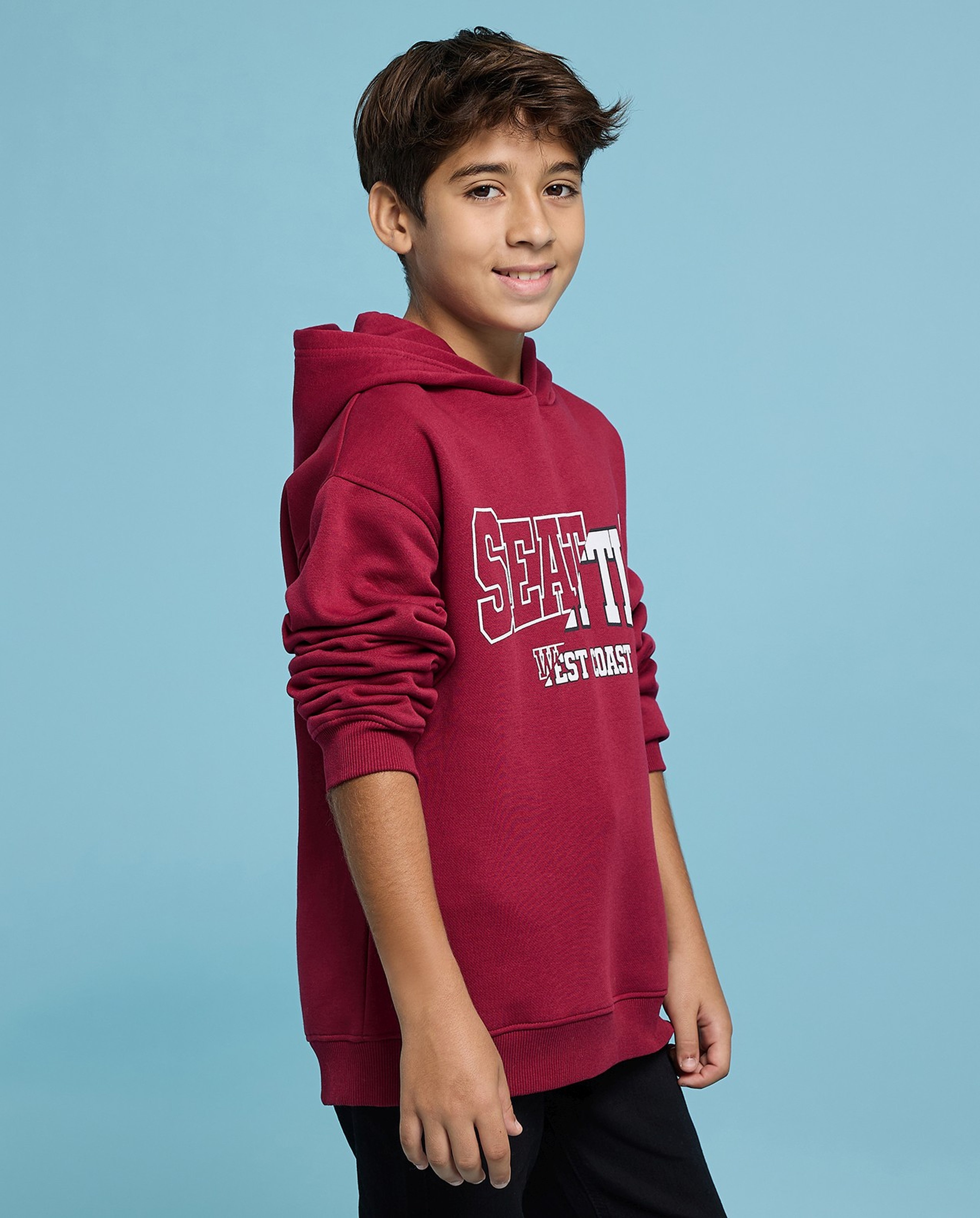 Printed Hoodie with Long Sleeves