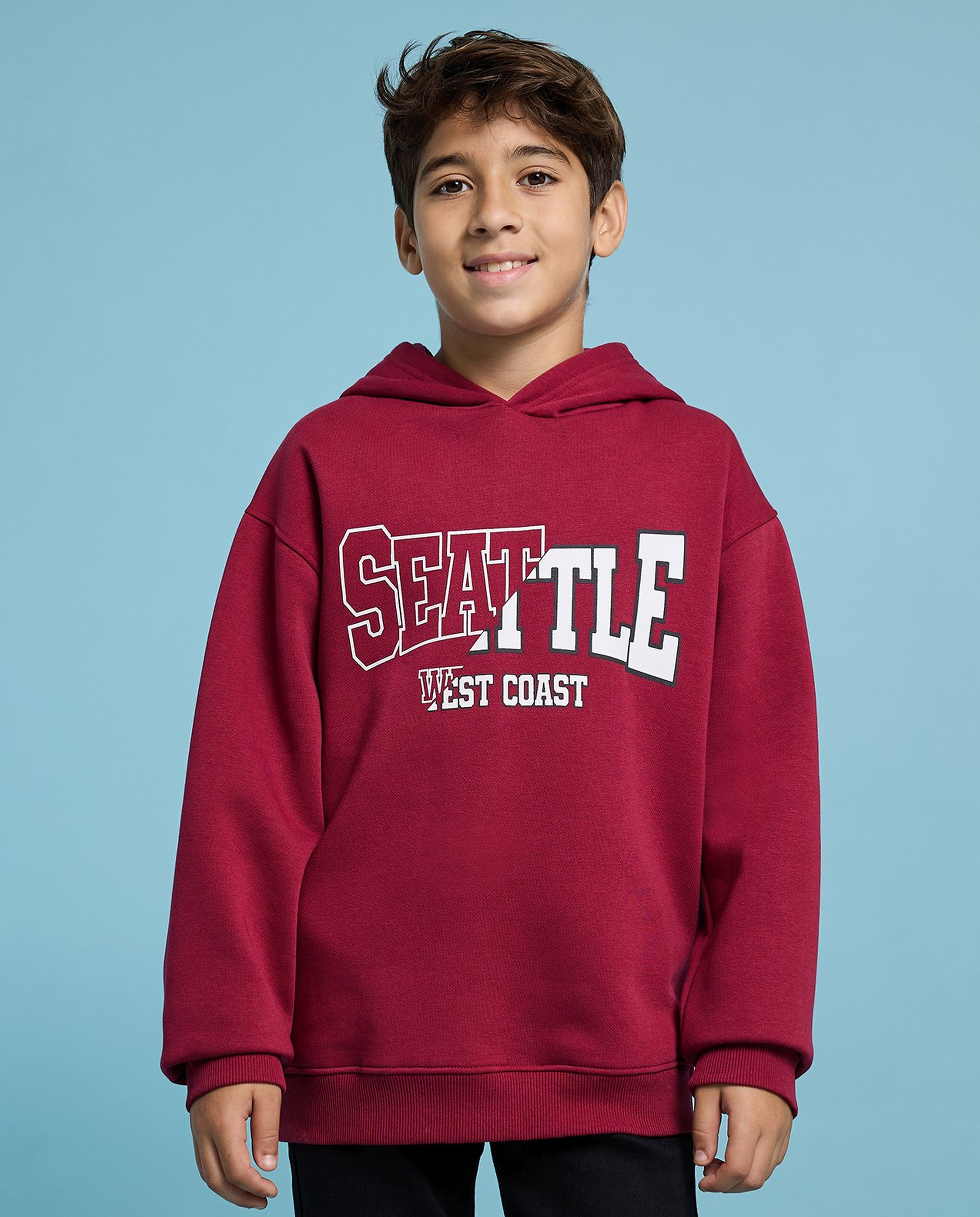 Printed Hoodie with Long Sleeves