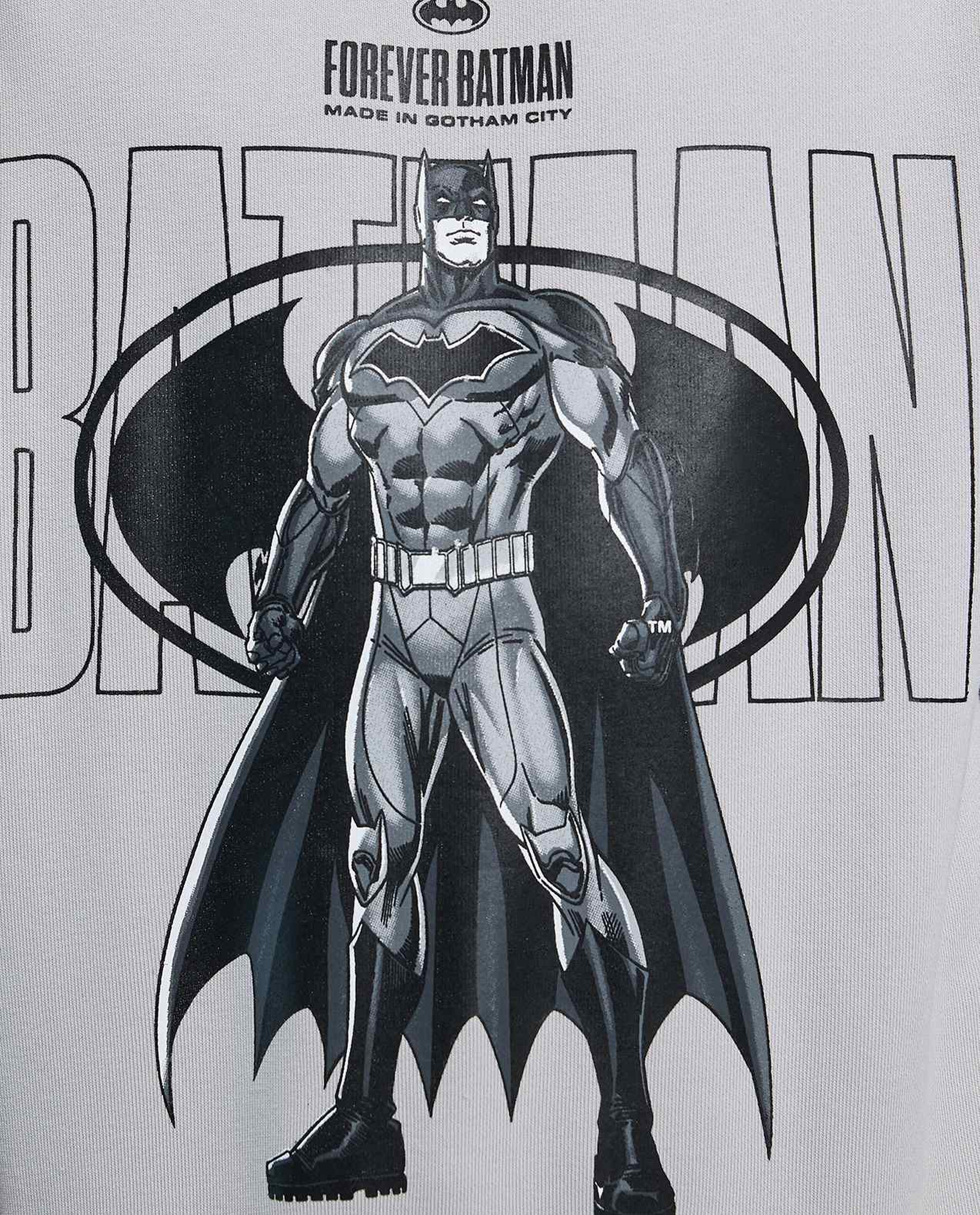 Batman Printed Sweatshirt with Crew Neck and Long Sleeves
