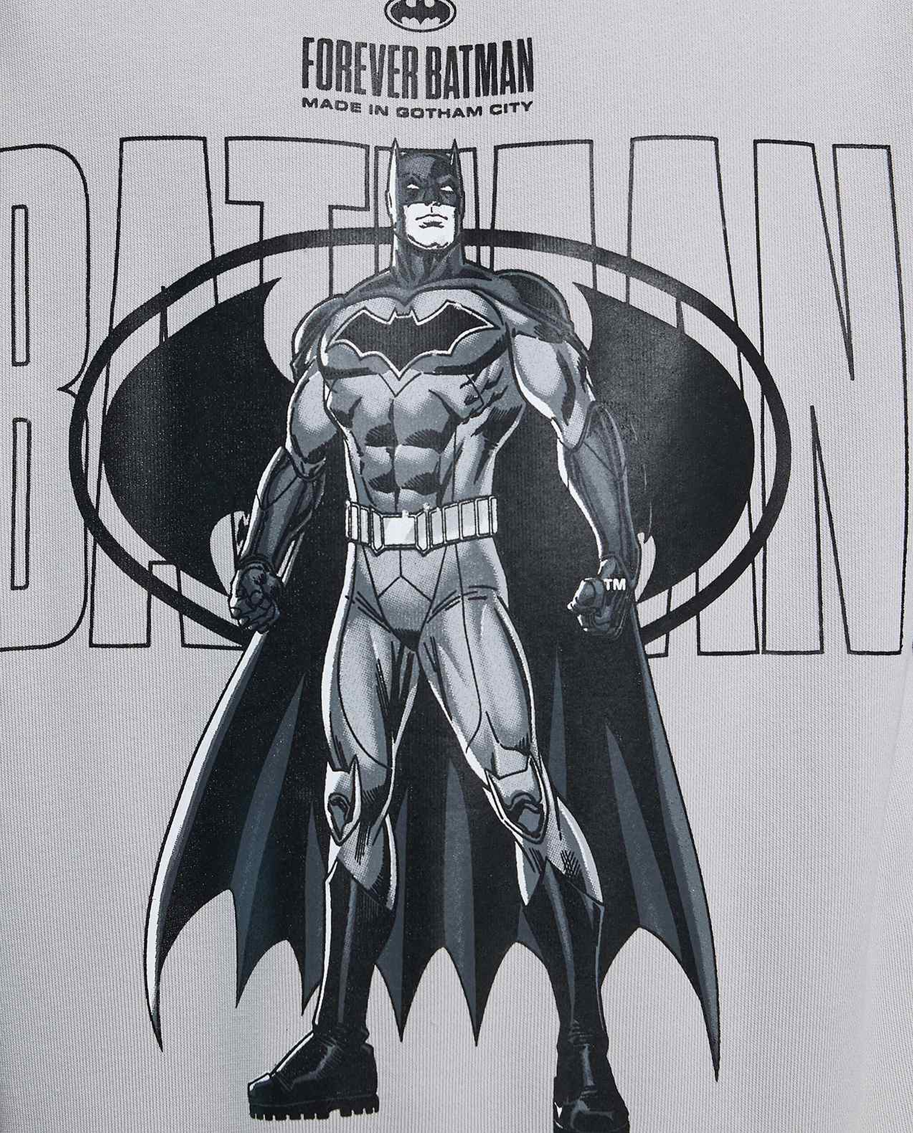 Batman Printed Sweatshirt with Crew Neck and Long Sleeves