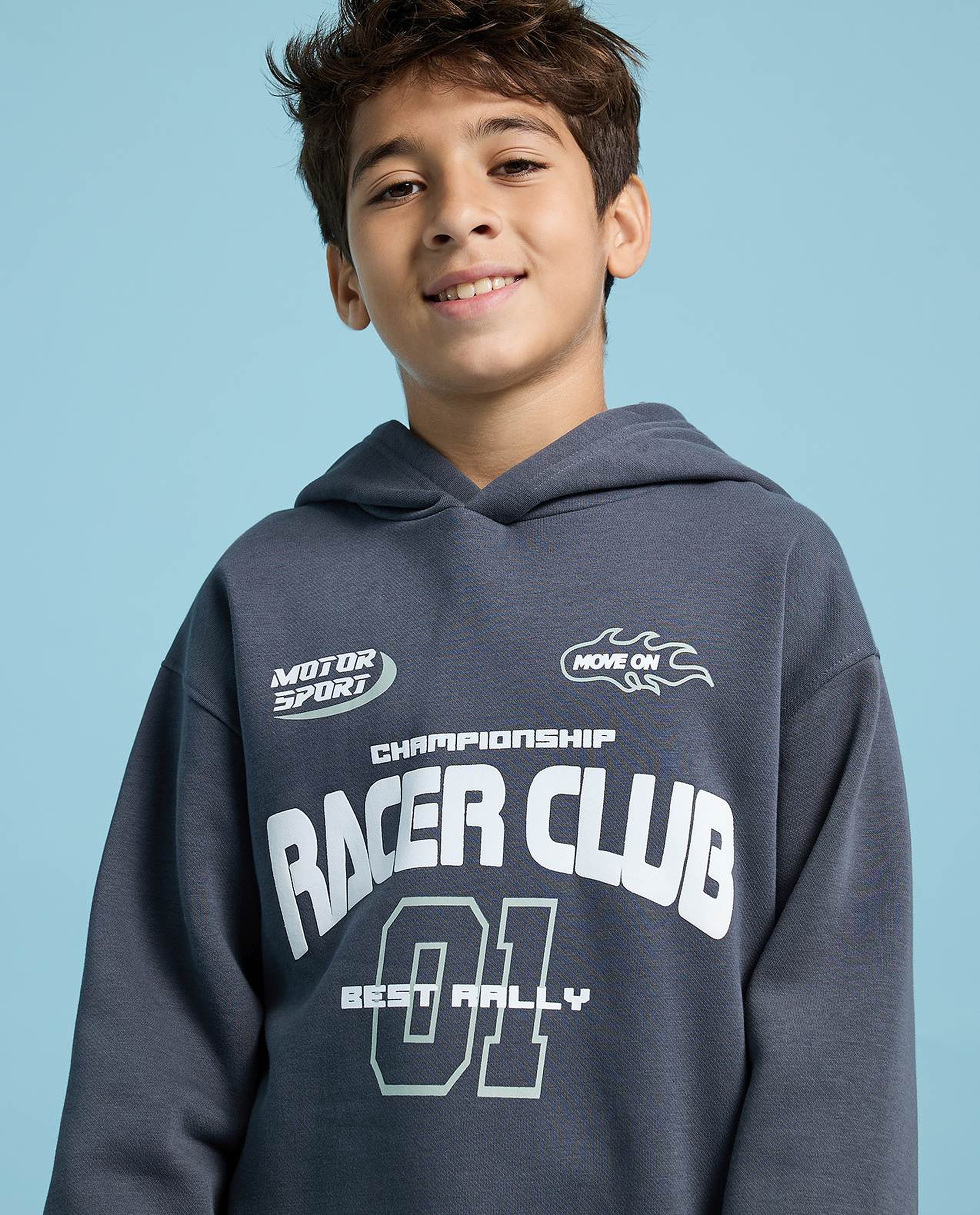 Printed Hoodie with Long Sleeves