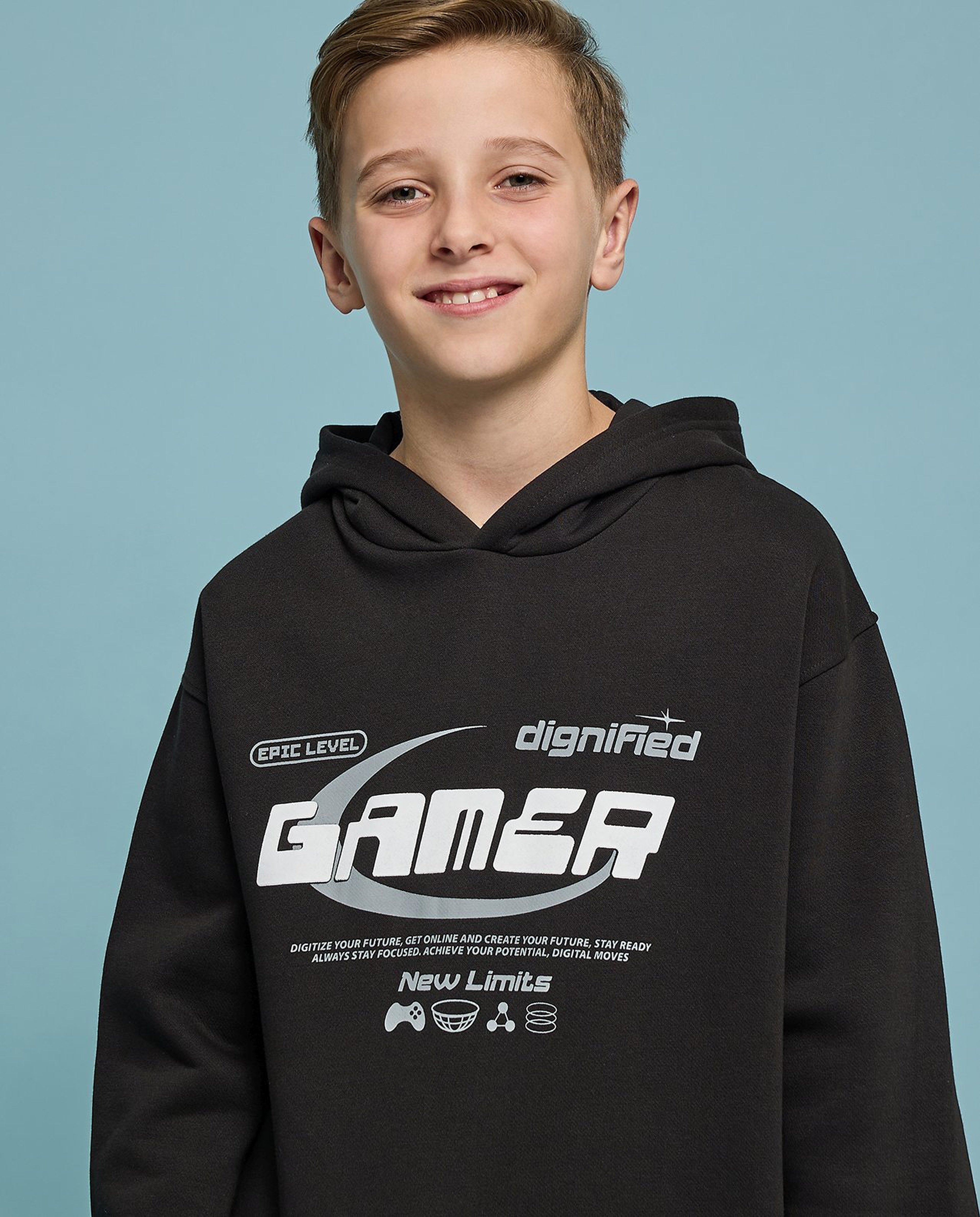 Printed Hoodie with Long Sleeves