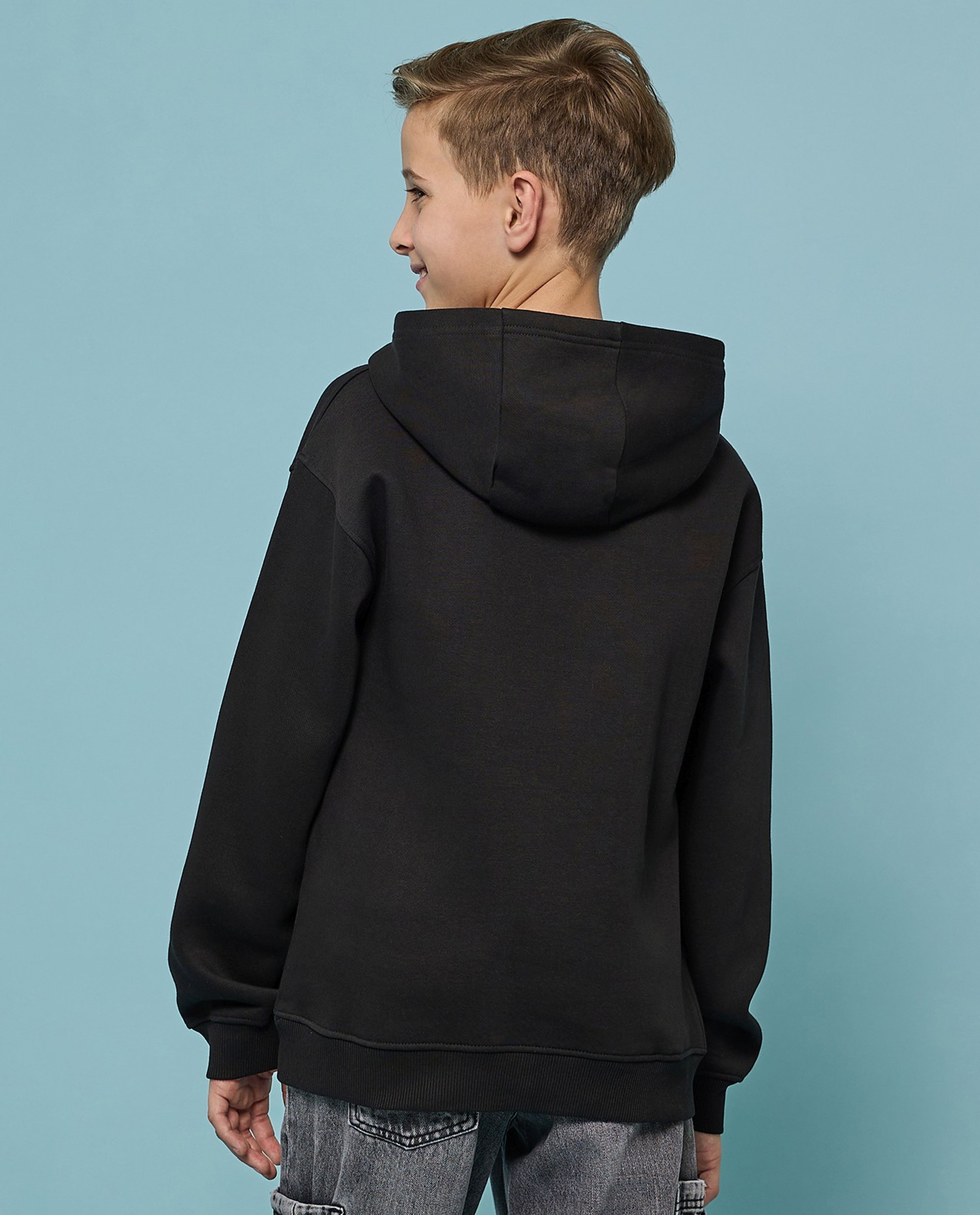 Printed Hoodie with Long Sleeves