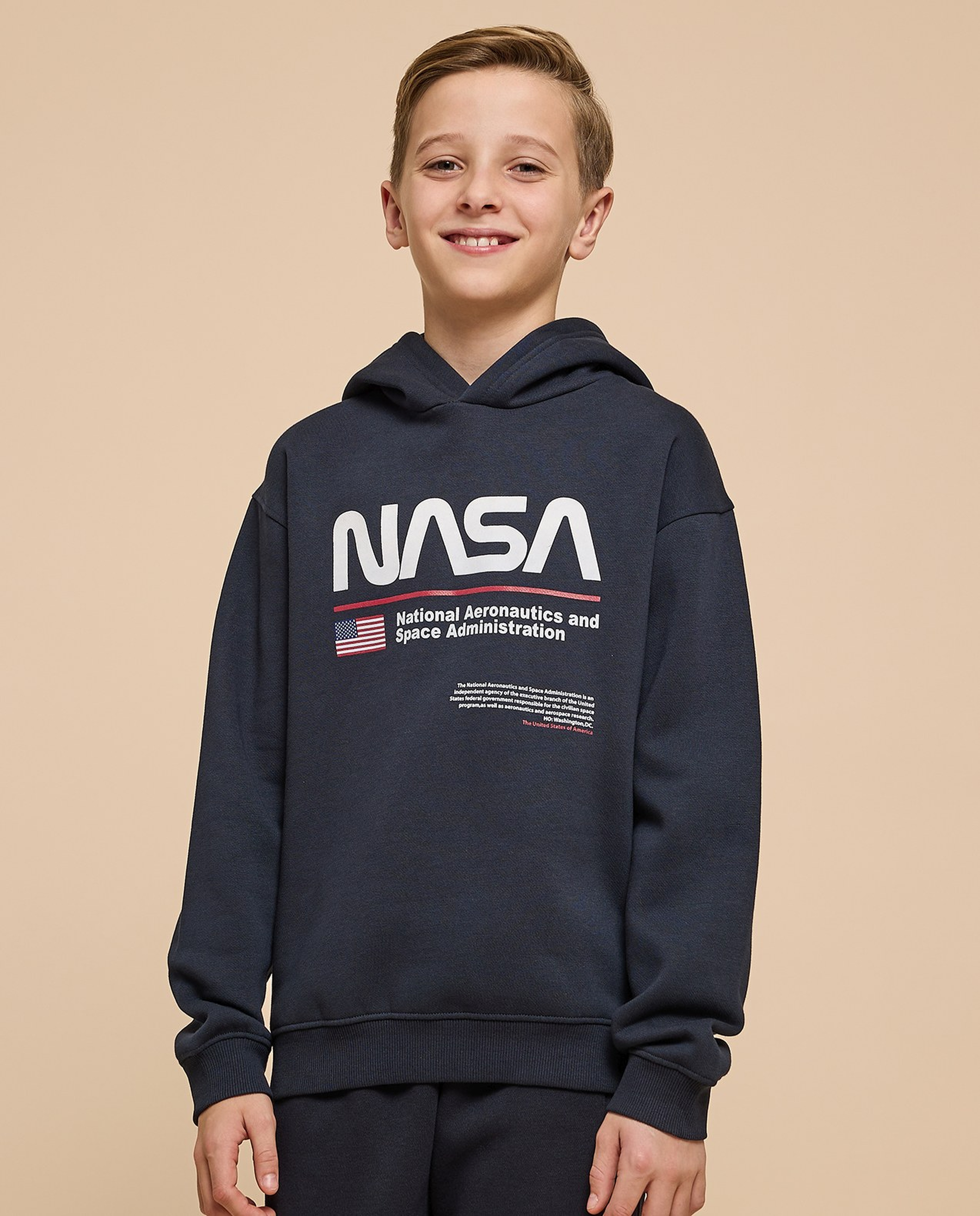 Printed Hoodie with Long Sleeves