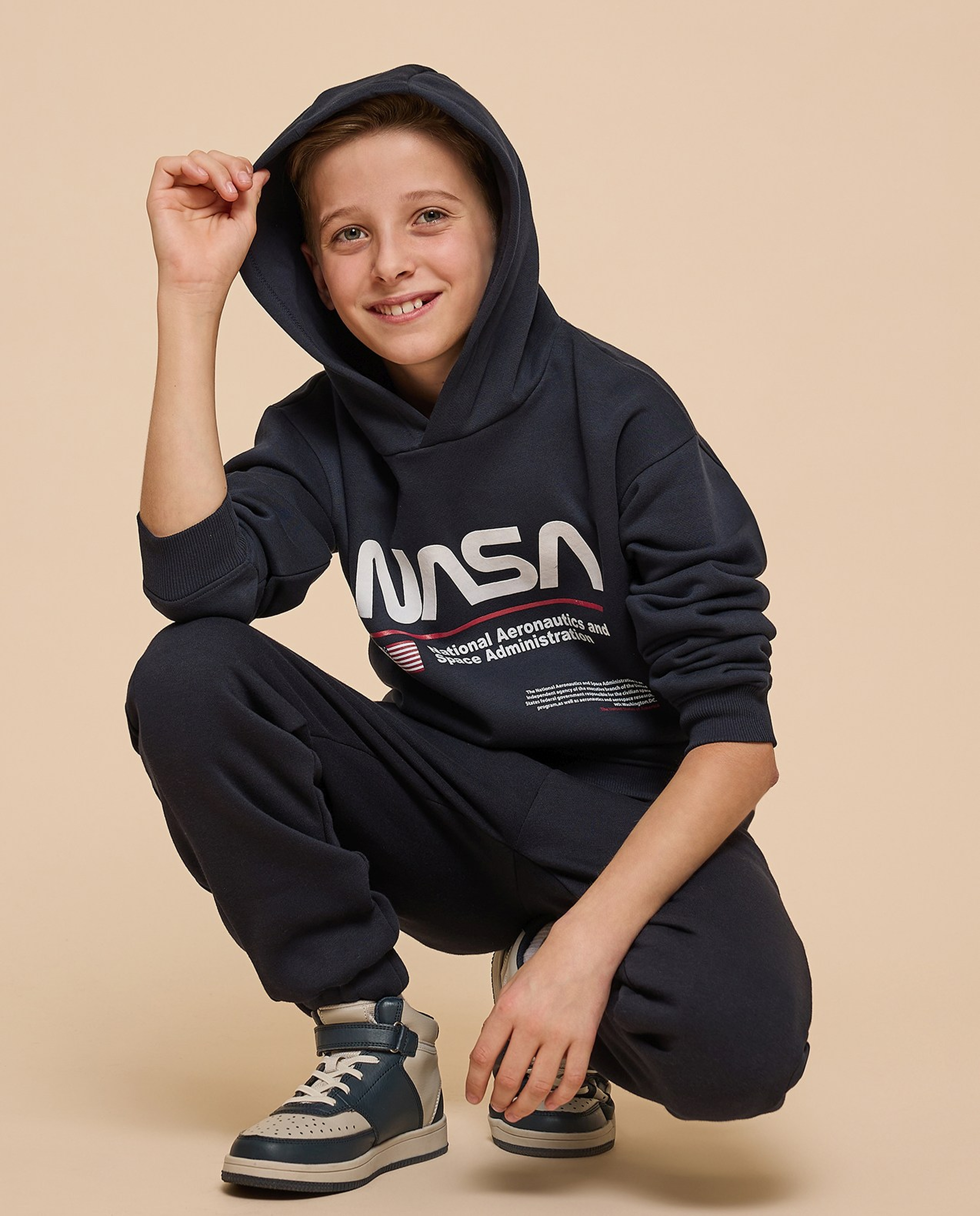 Printed Hoodie with Long Sleeves