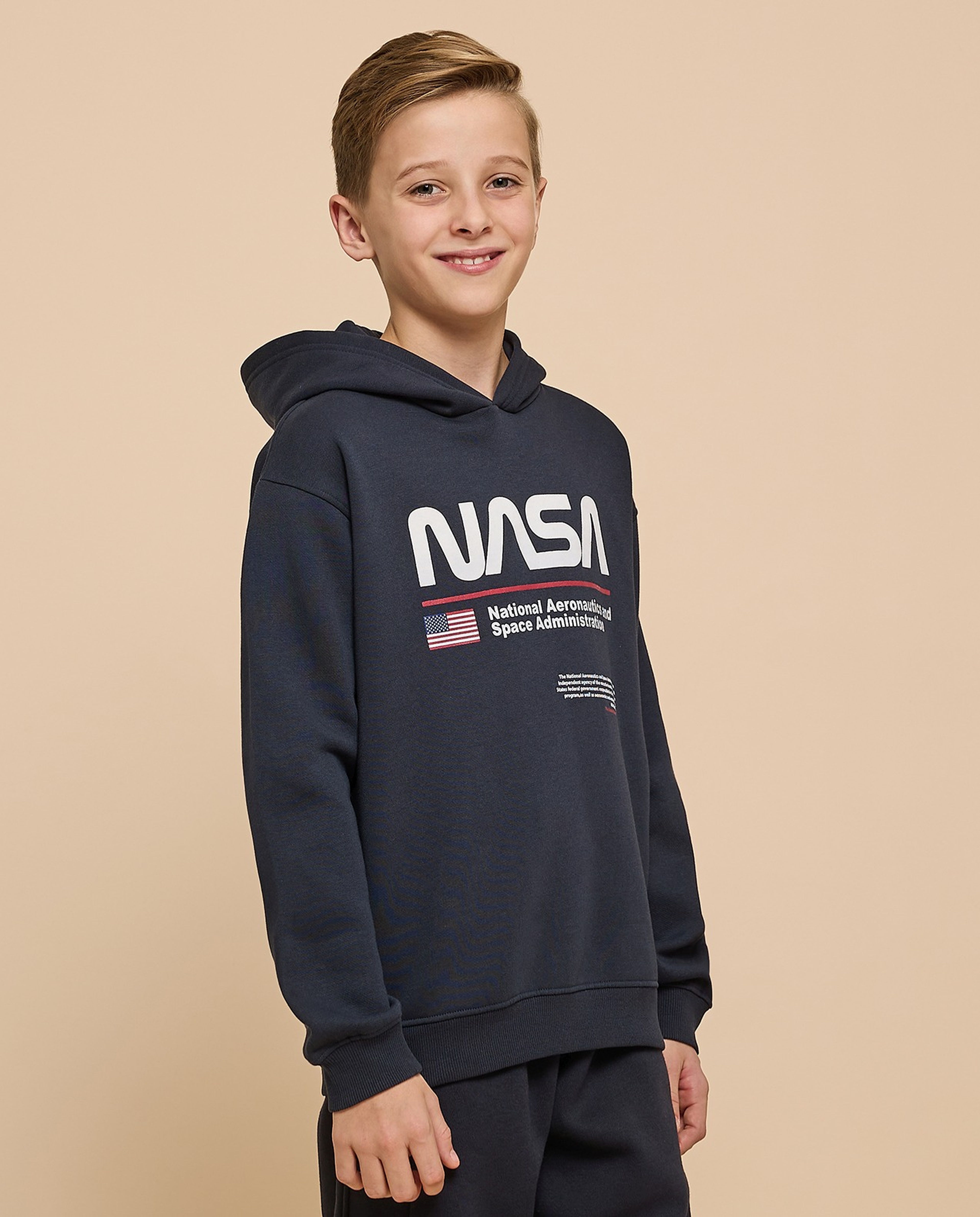 Printed Hoodie with Long Sleeves