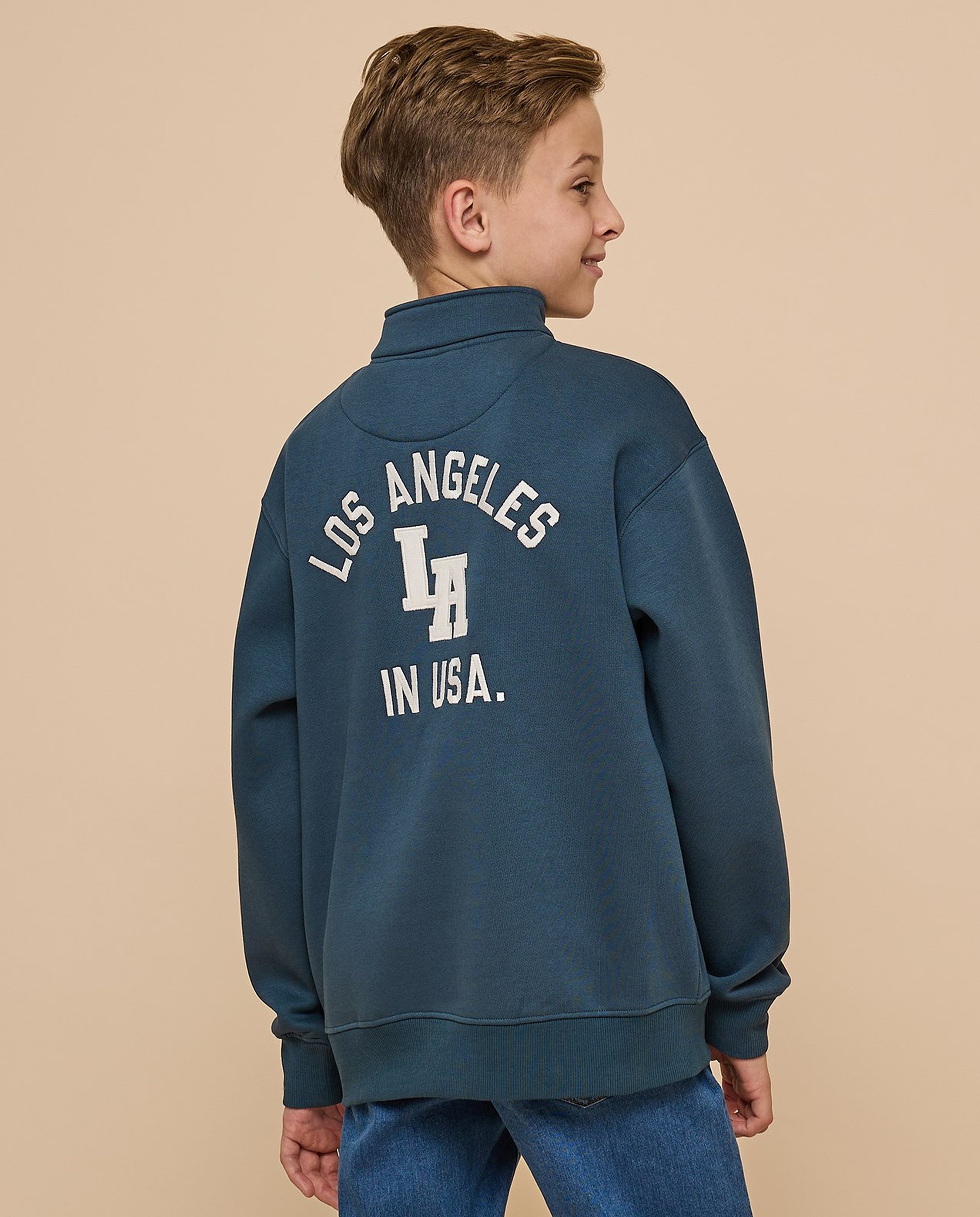 Printed Sweatshirt with High Neck and Long Sleeves