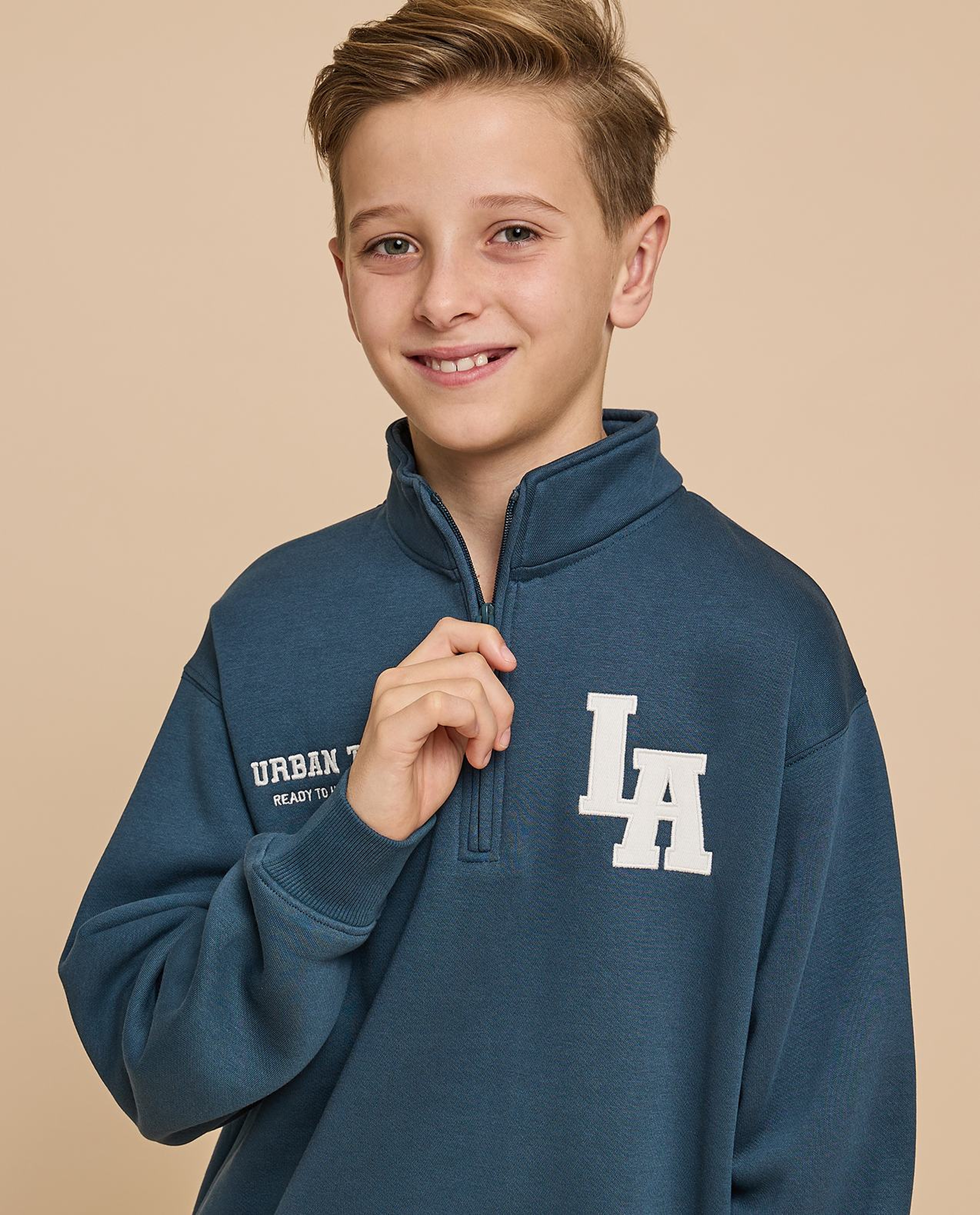 Printed Sweatshirt with High Neck and Long Sleeves