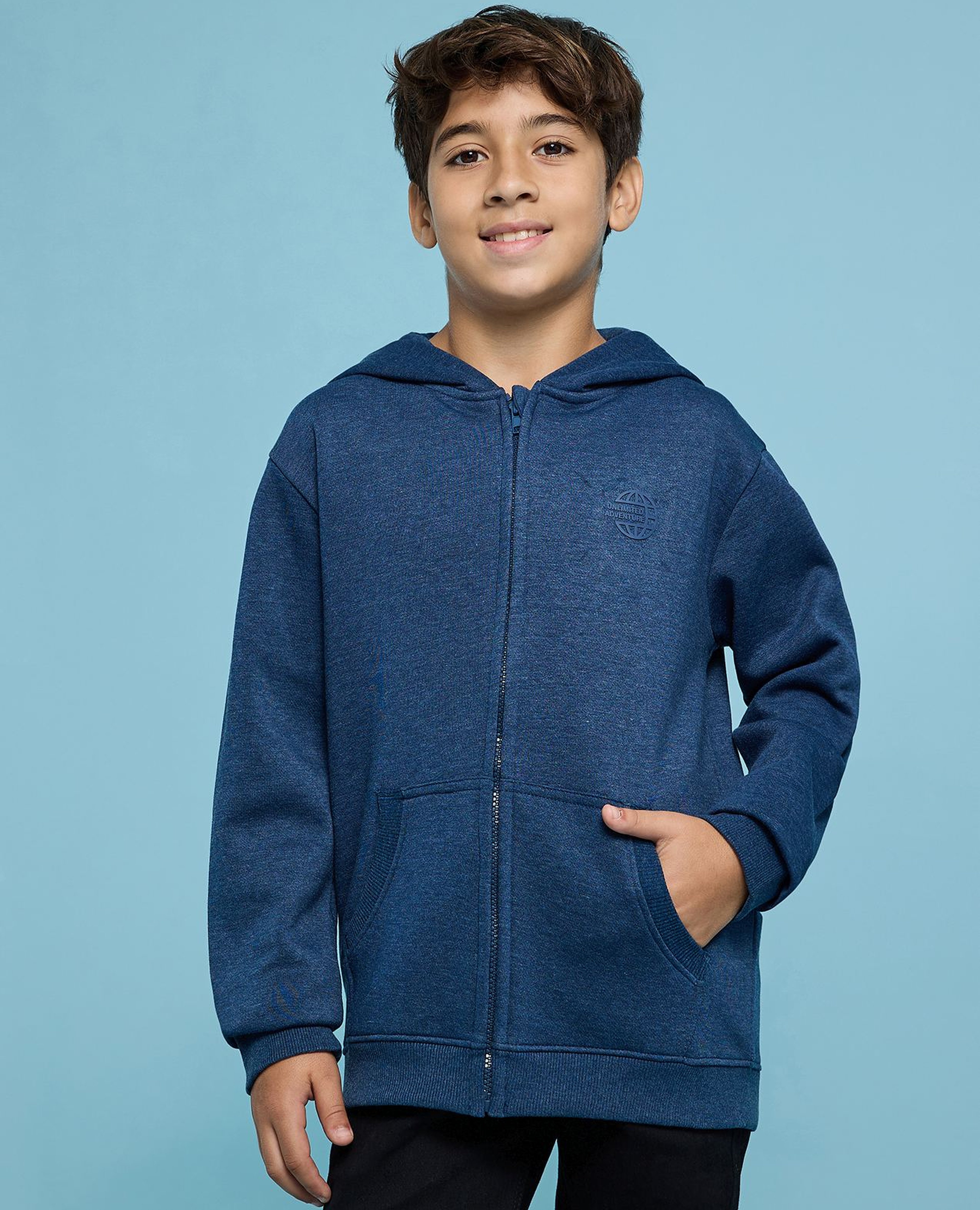 Printed Hooded Jacket with Zipper Closure