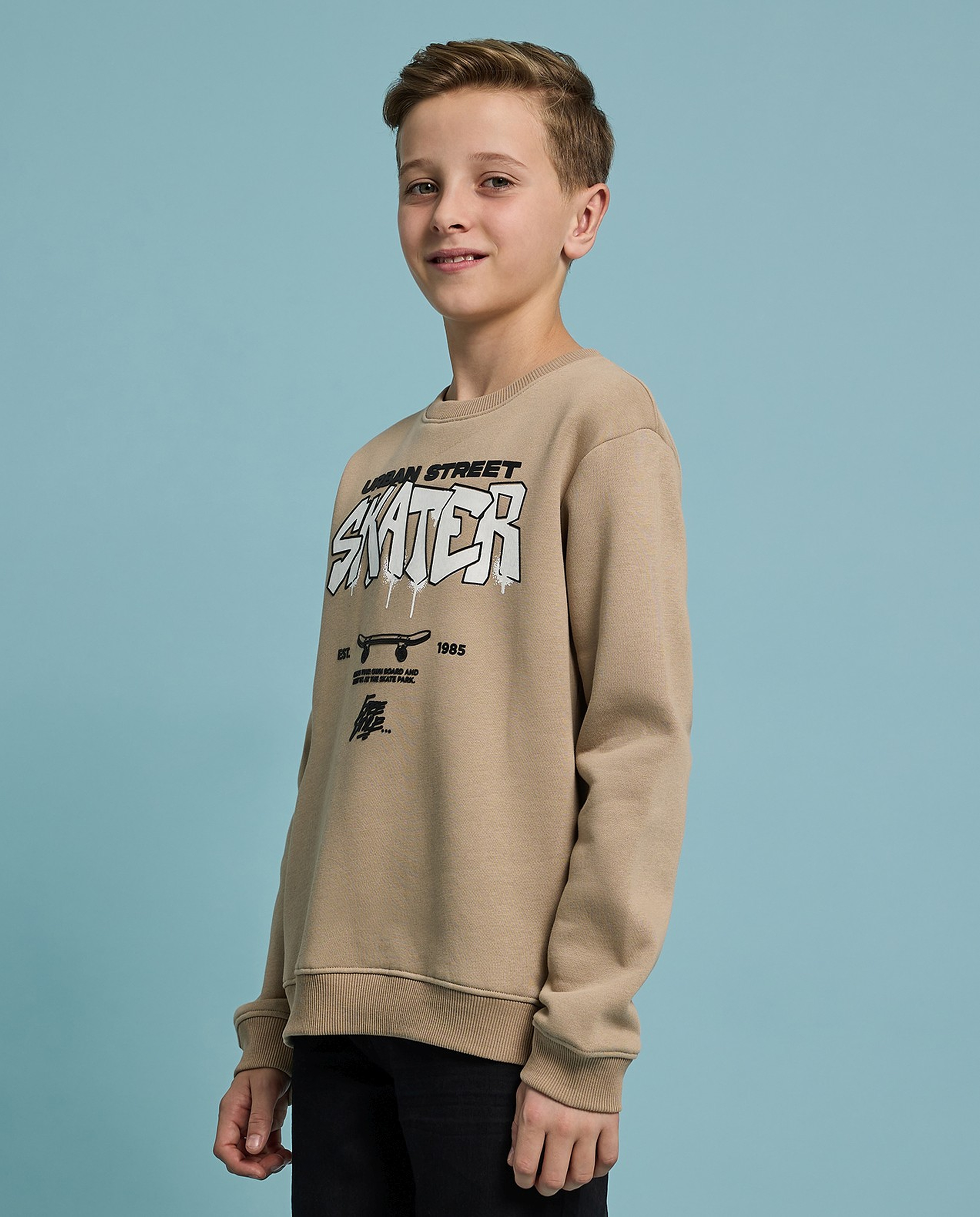 Printed Sweatshirt with Crew Neck and Long Sleeves