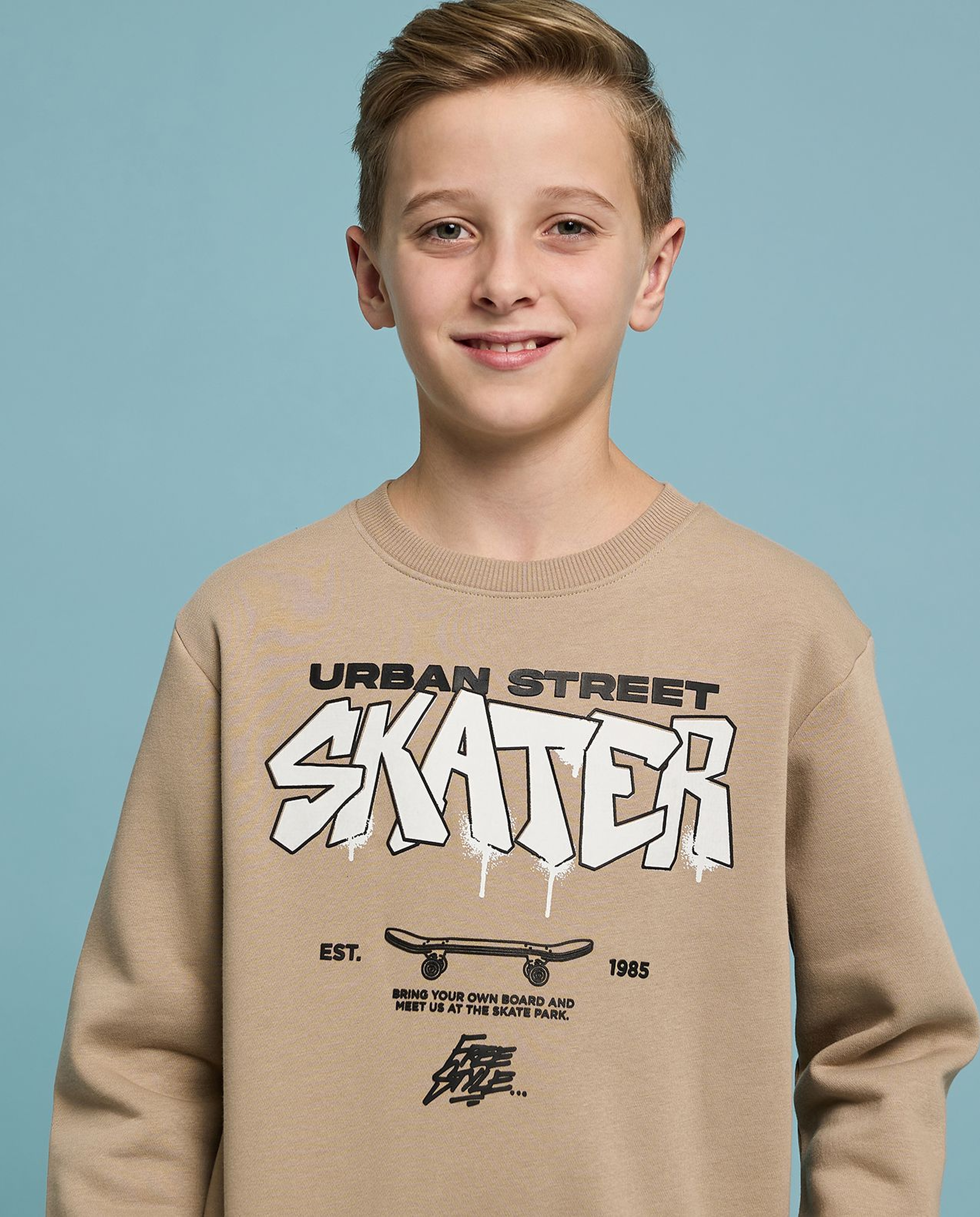 Printed Sweatshirt with Crew Neck and Long Sleeves