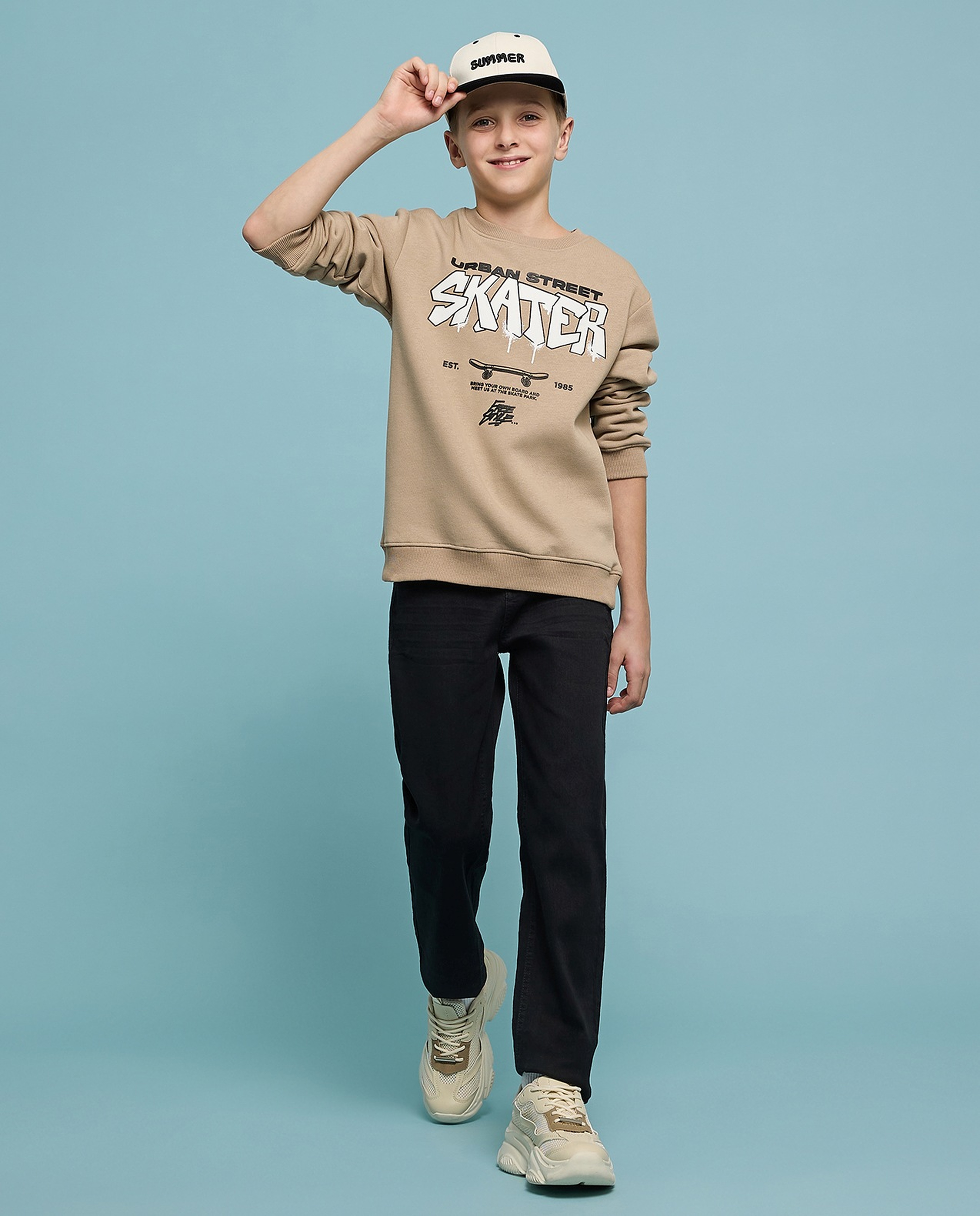 Printed Sweatshirt with Crew Neck and Long Sleeves