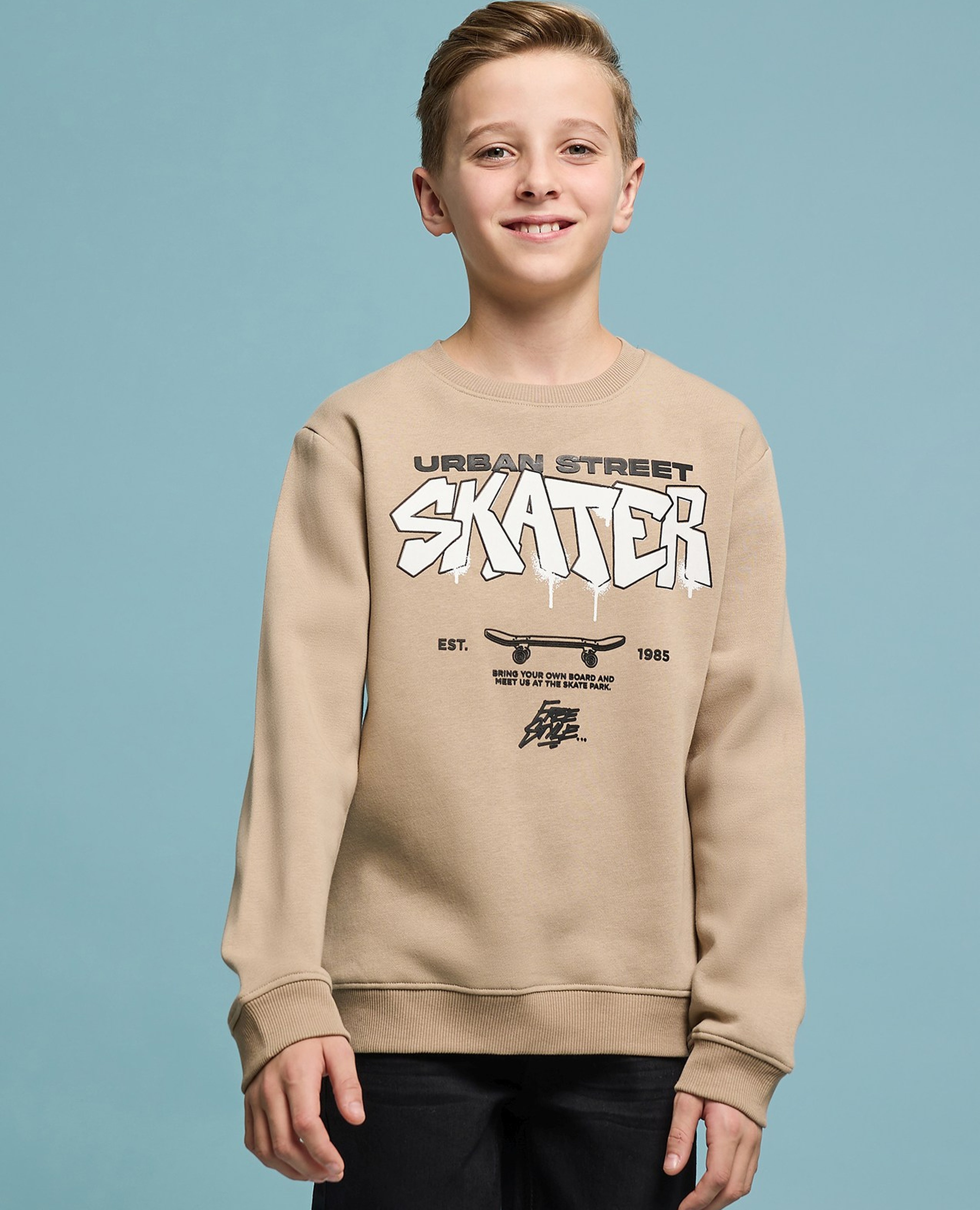 Printed Sweatshirt with Crew Neck and Long Sleeves