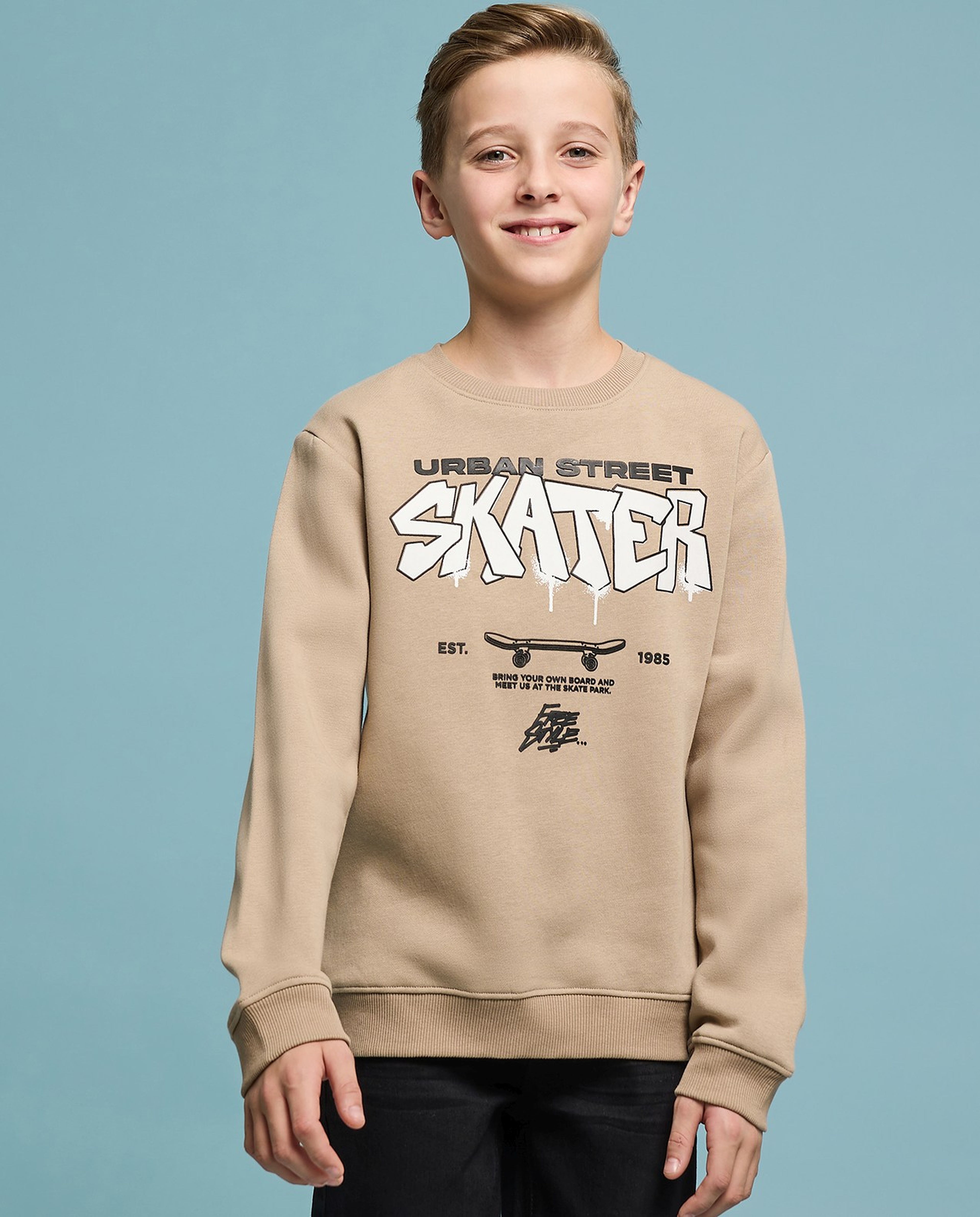Printed Sweatshirt with Crew Neck and Long Sleeves