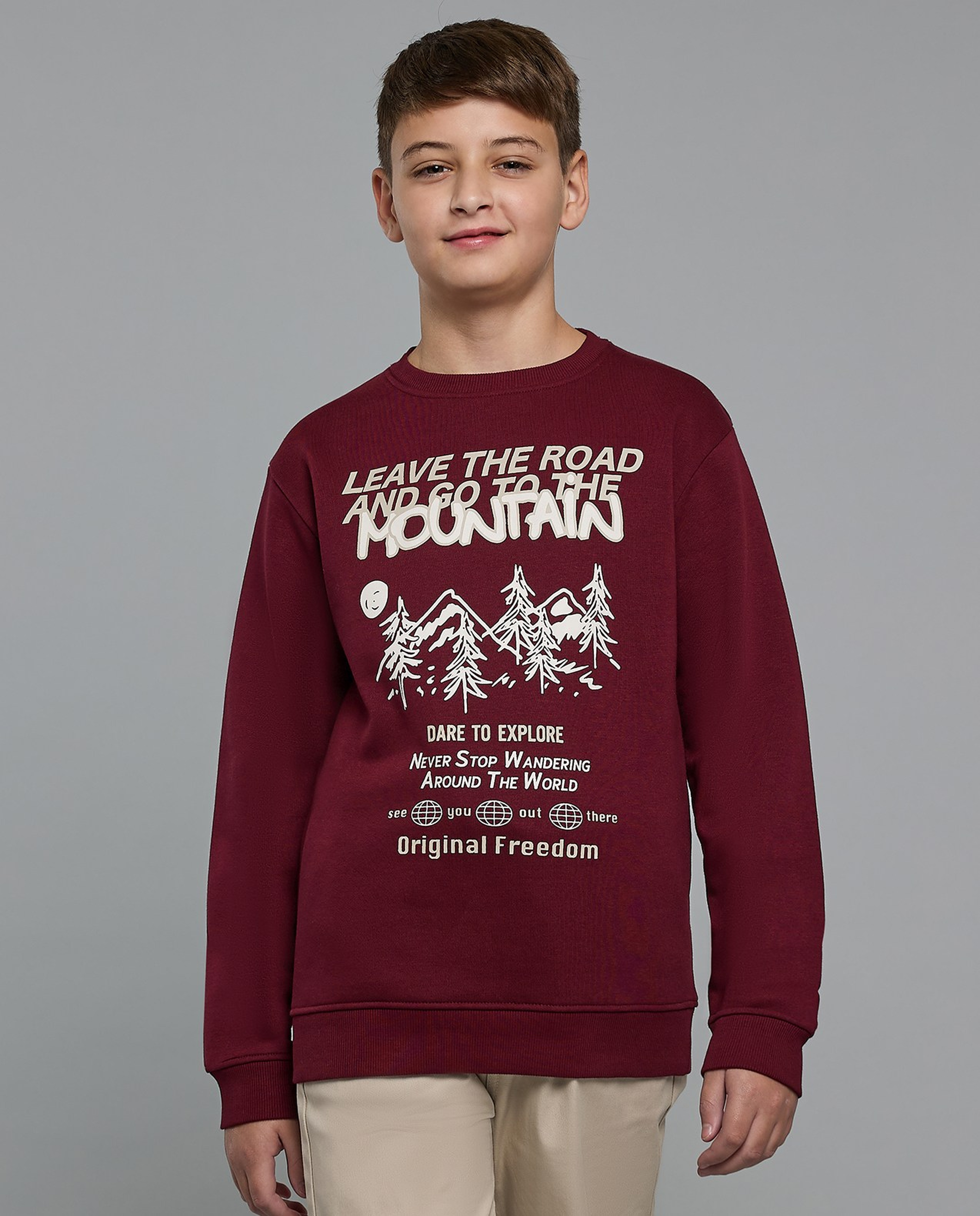 Printed Sweatshirt with Crew Neck and Long Sleeves