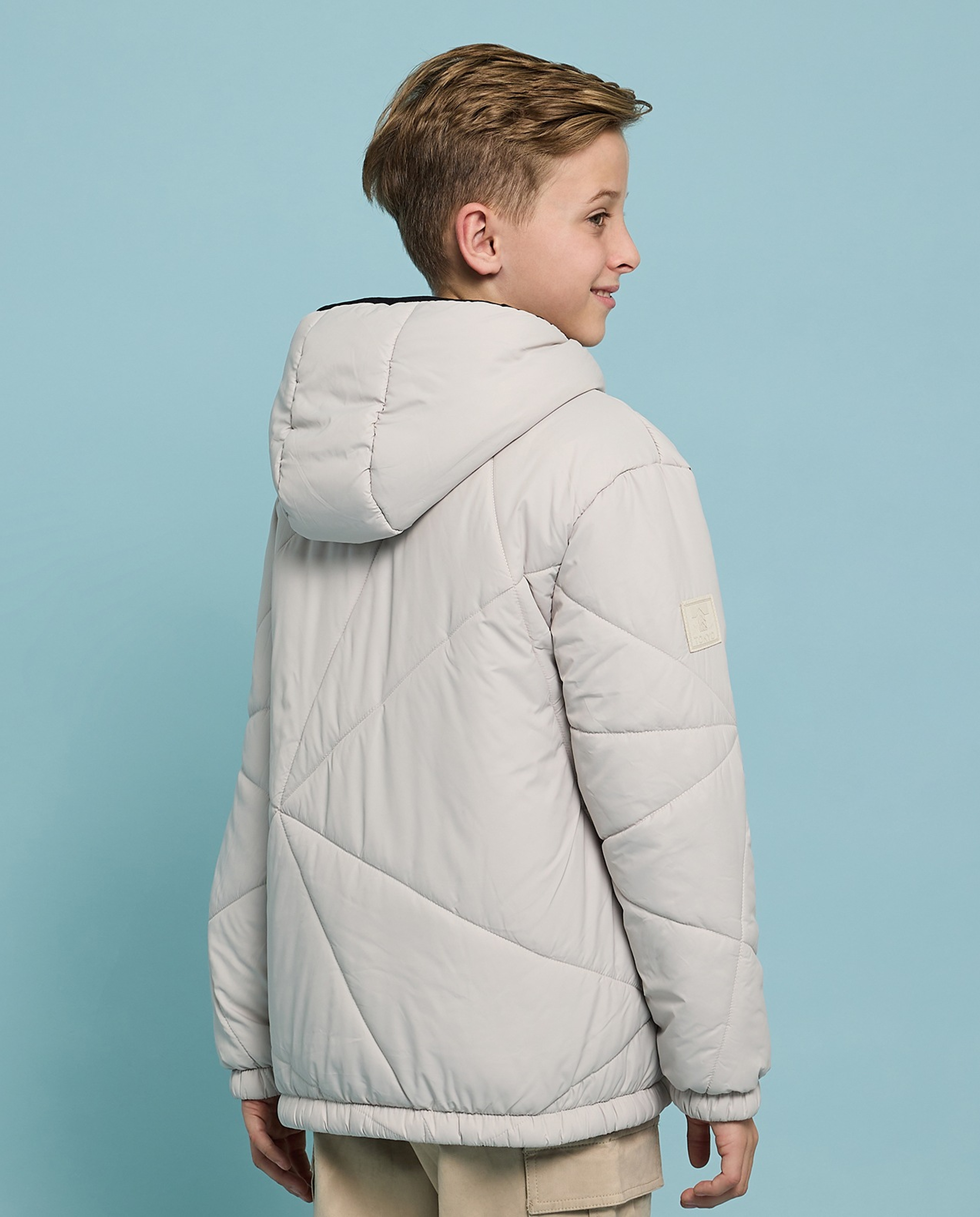 Quilted Hooded Jacket with Zipper Closure