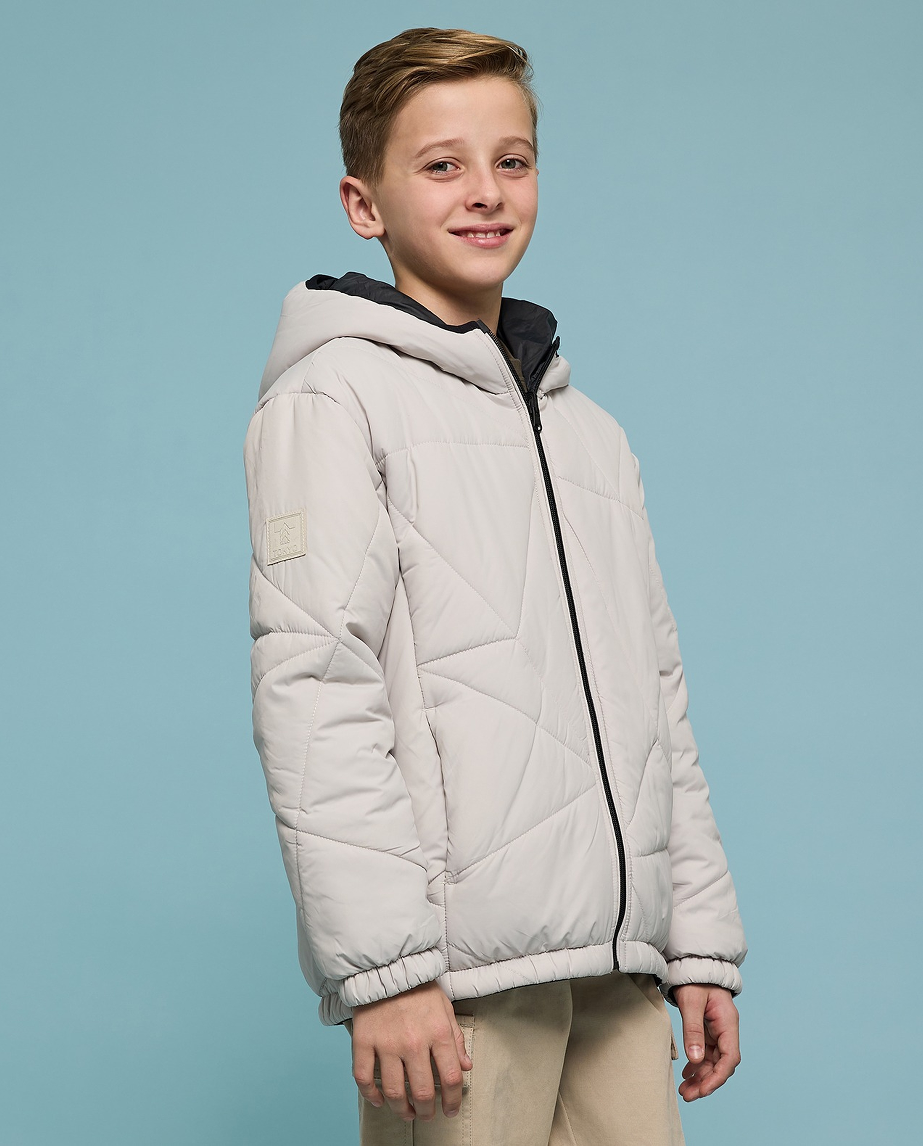 Quilted Hooded Jacket with Zipper Closure