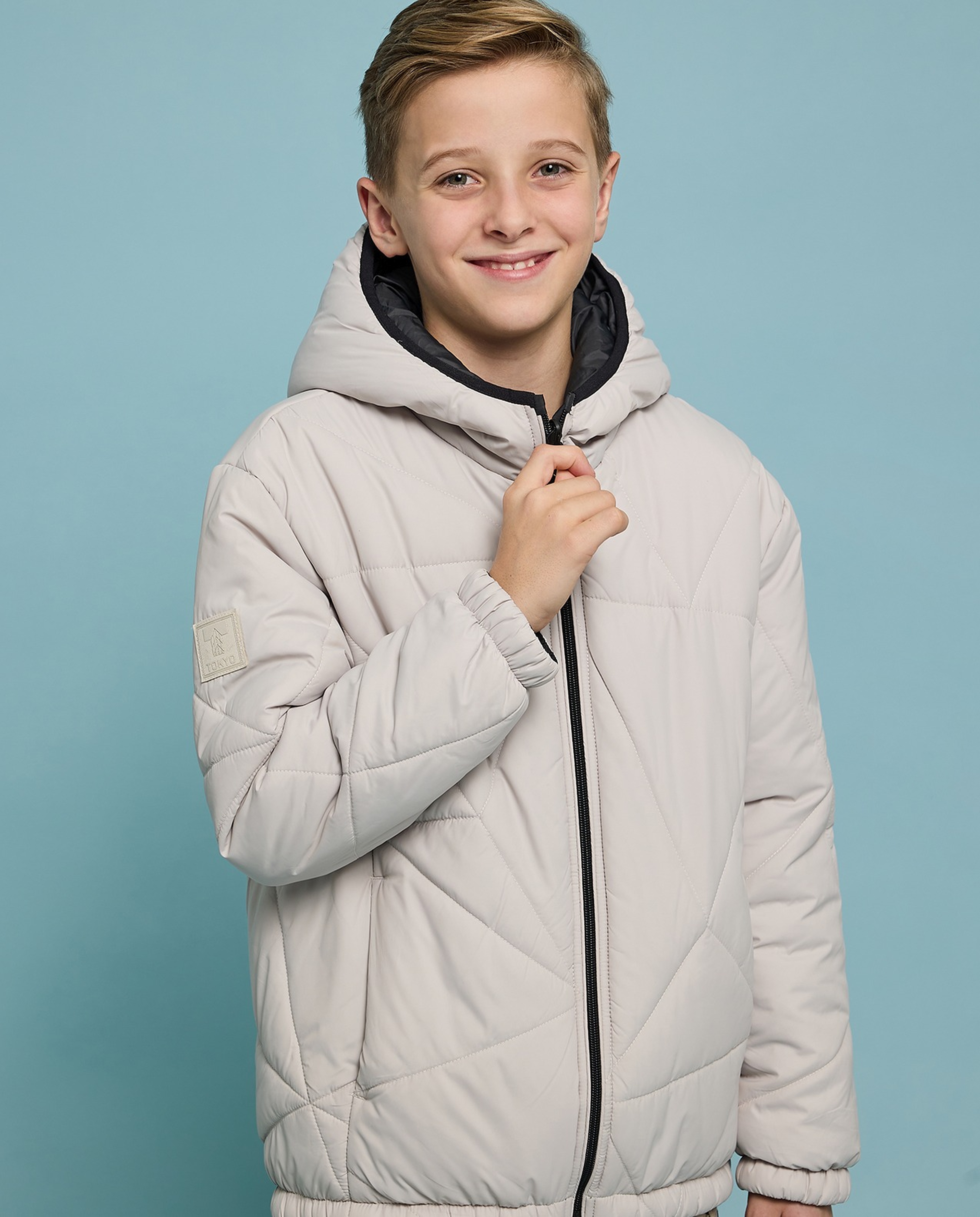 Quilted Hooded Jacket with Zipper Closure