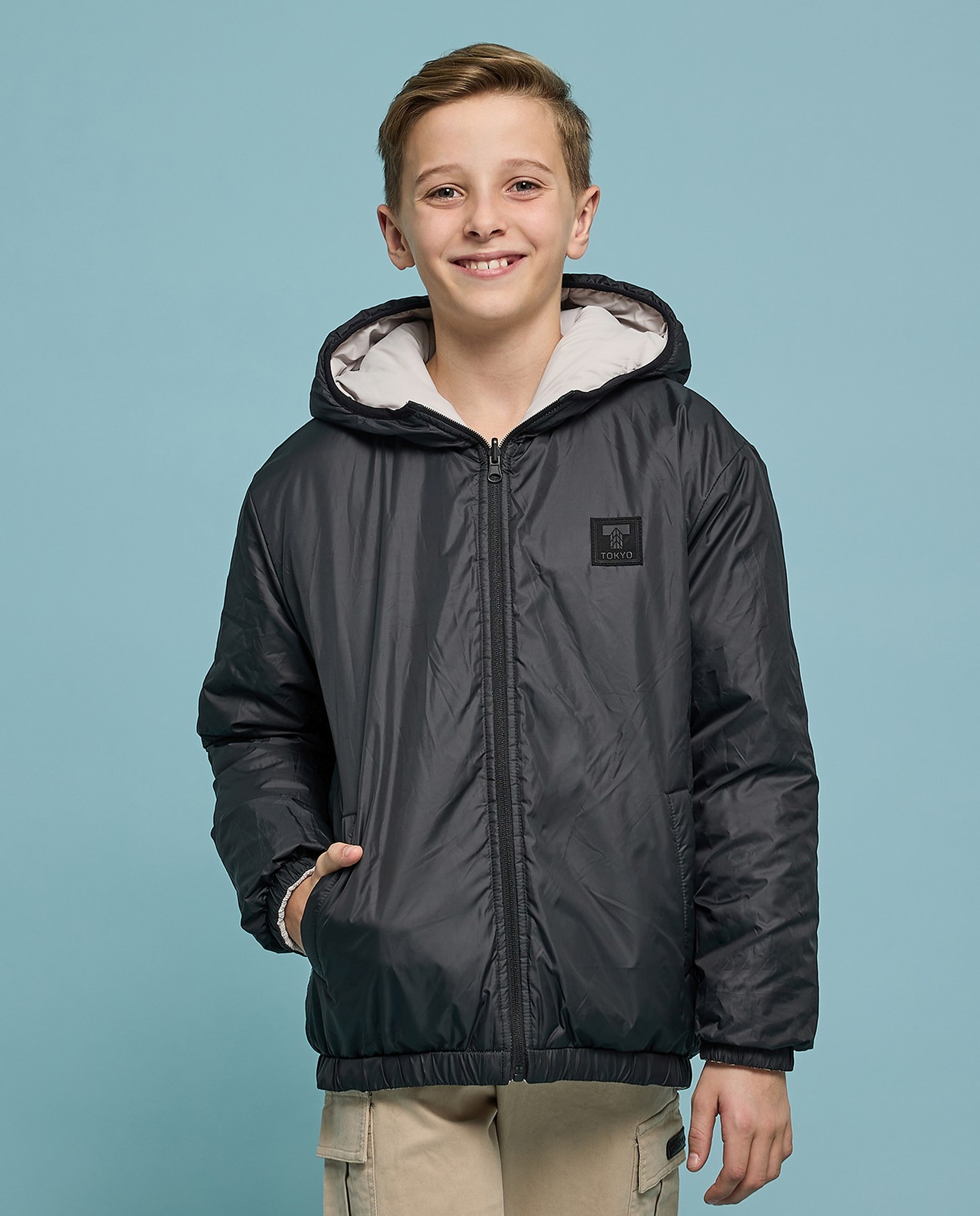 Quilted Hooded Jacket with Zipper Closure