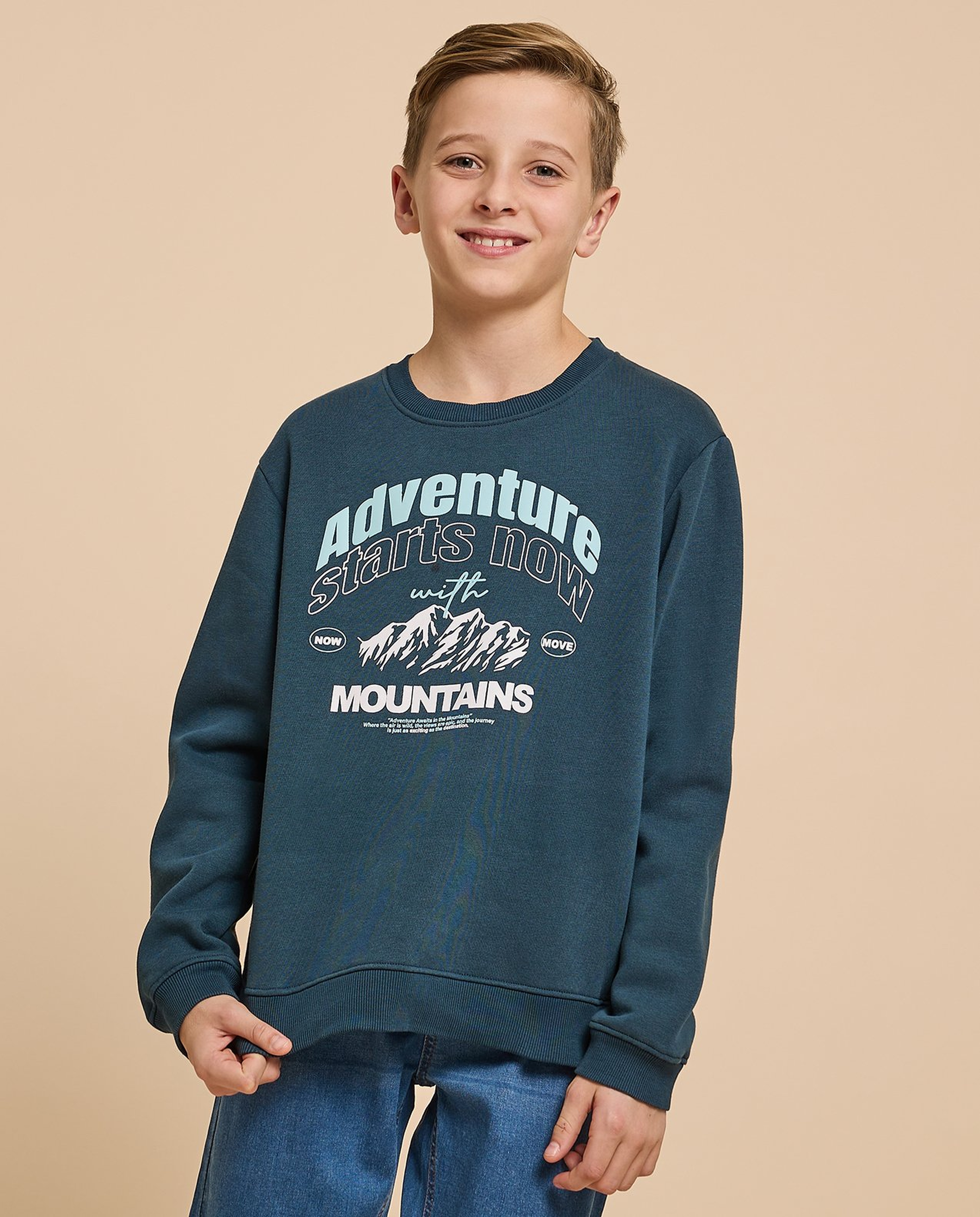 Printed Sweatshirt with Crew Neck and Long Sleeves