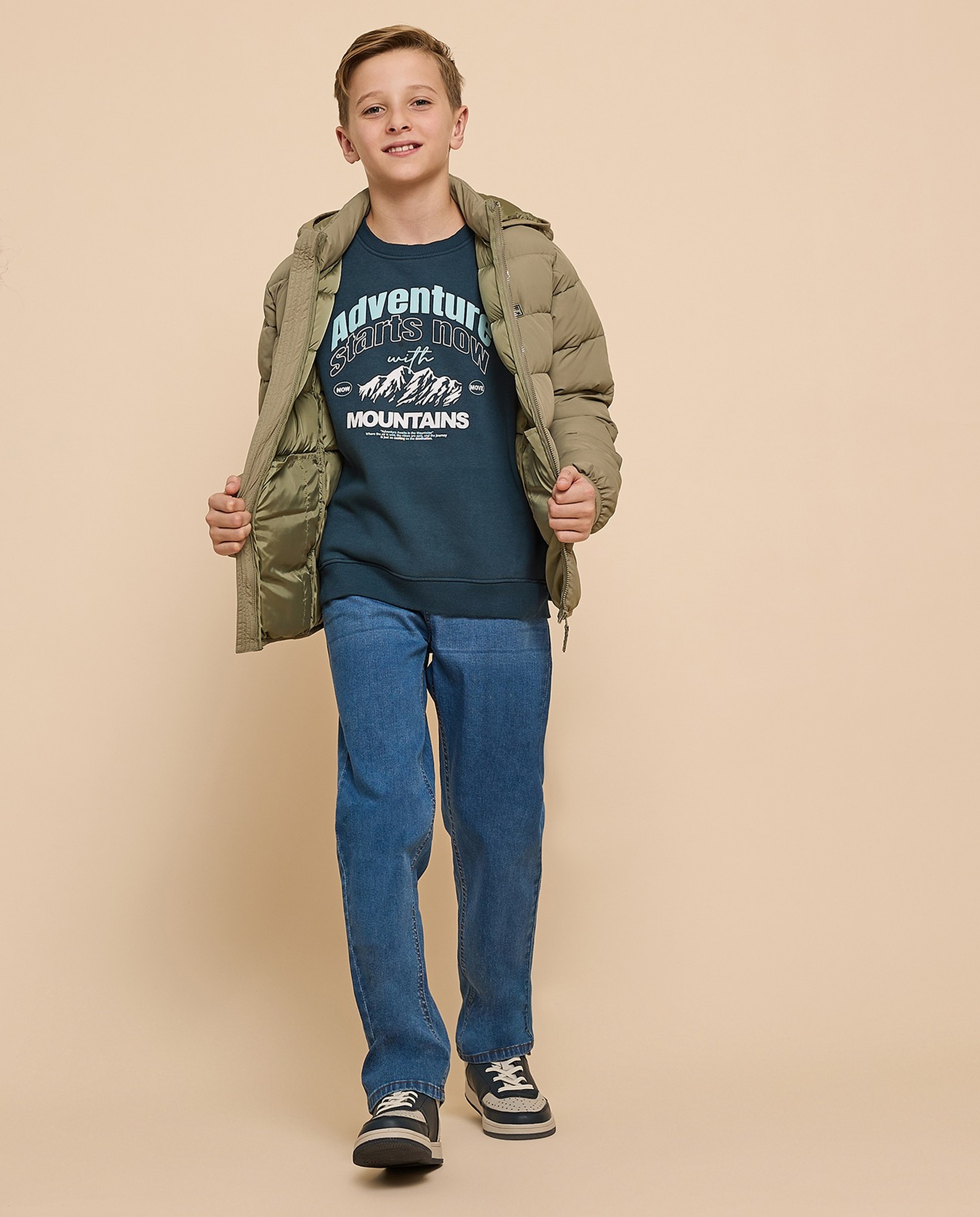 Printed Sweatshirt with Crew Neck and Long Sleeves