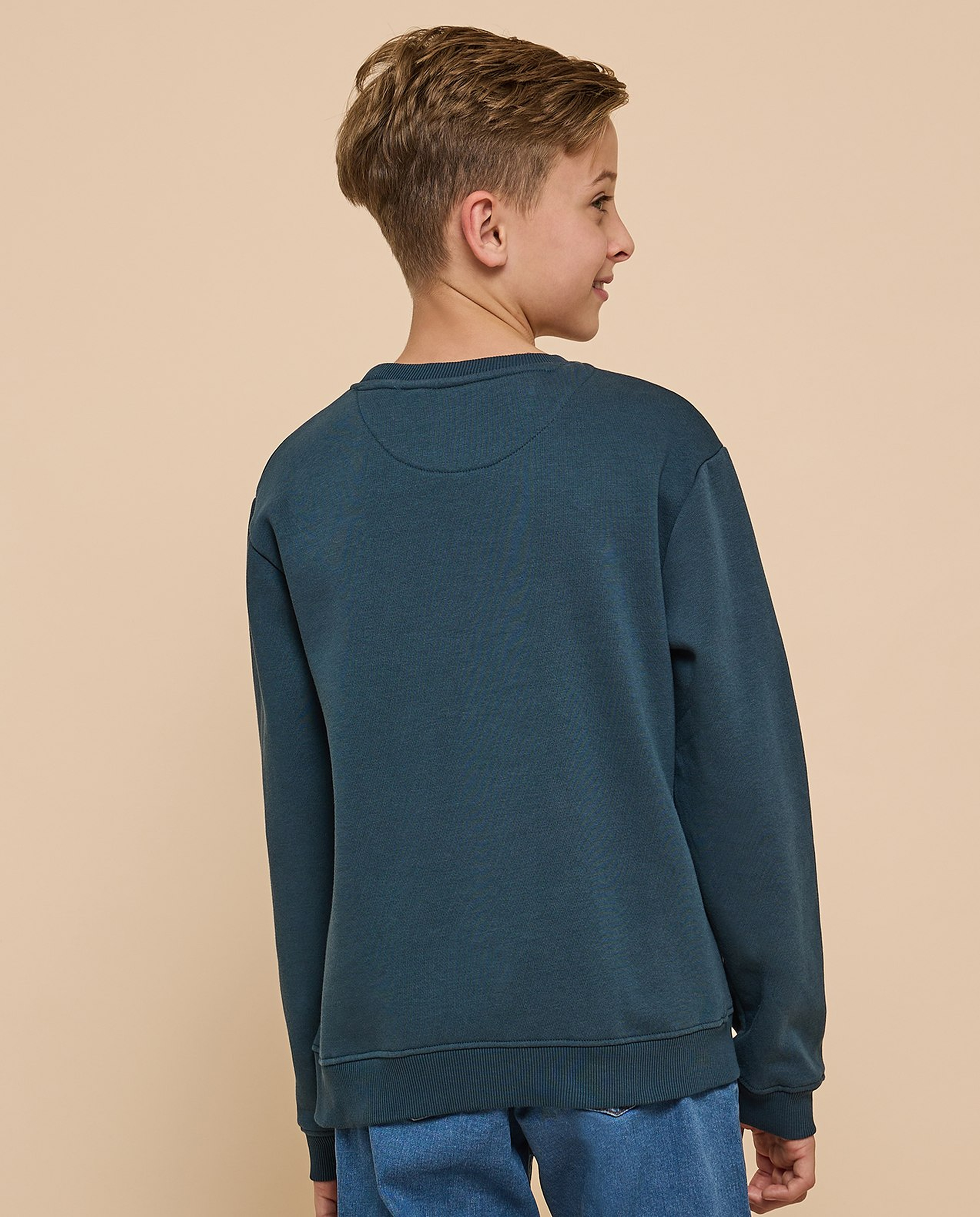 Printed Sweatshirt with Crew Neck and Long Sleeves