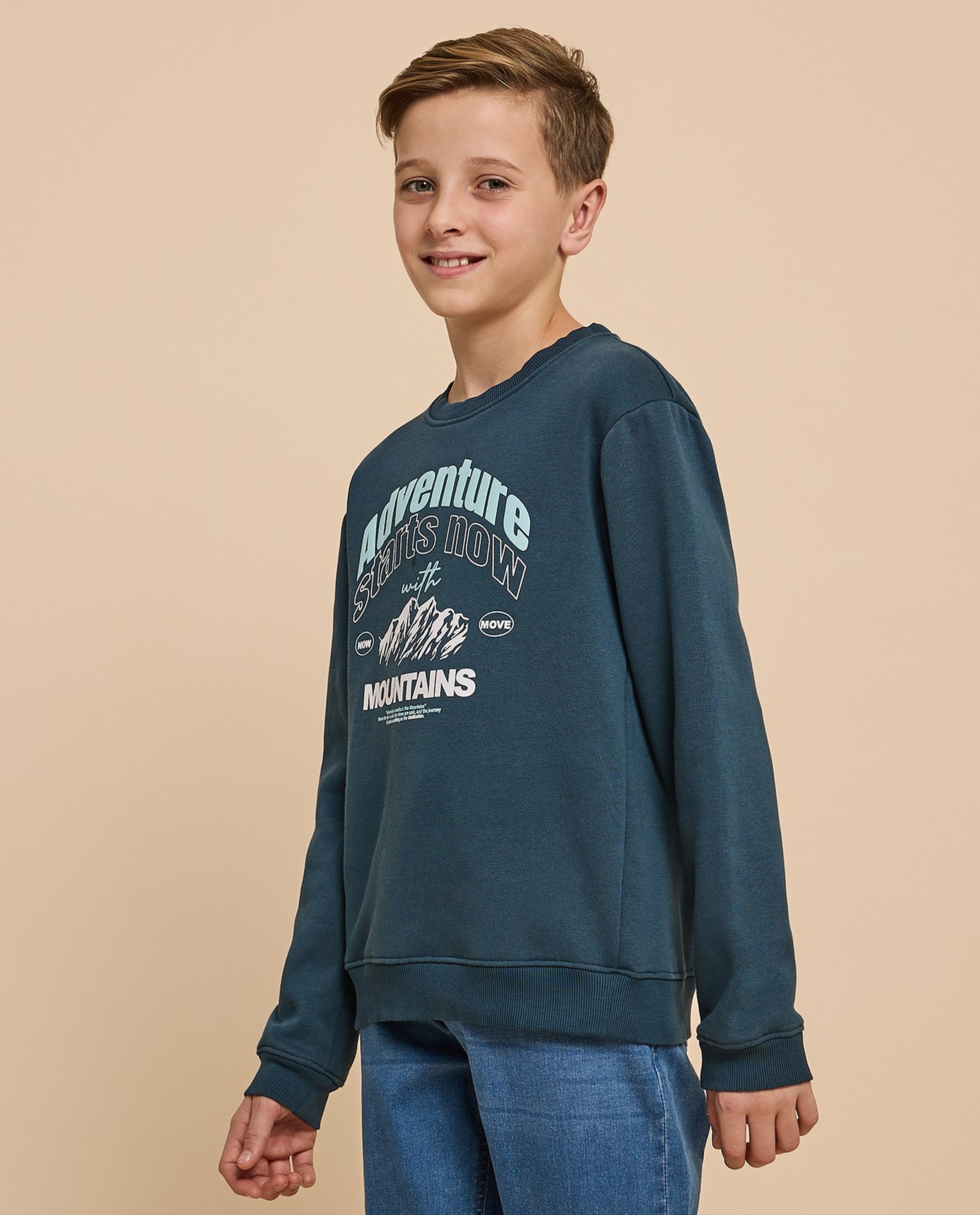 Printed Sweatshirt with Crew Neck and Long Sleeves