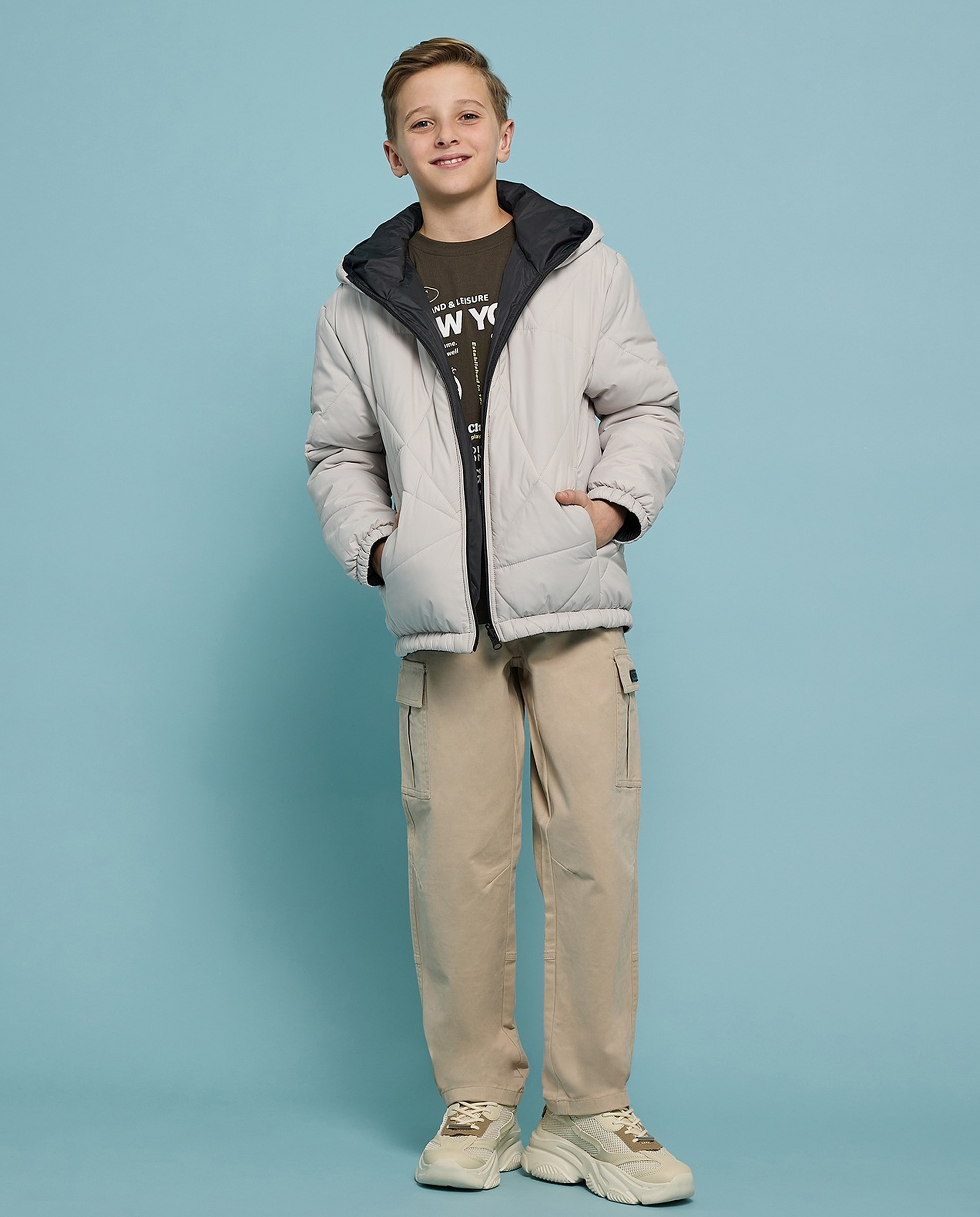 Quilted Hooded Jacket with Zipper Closure