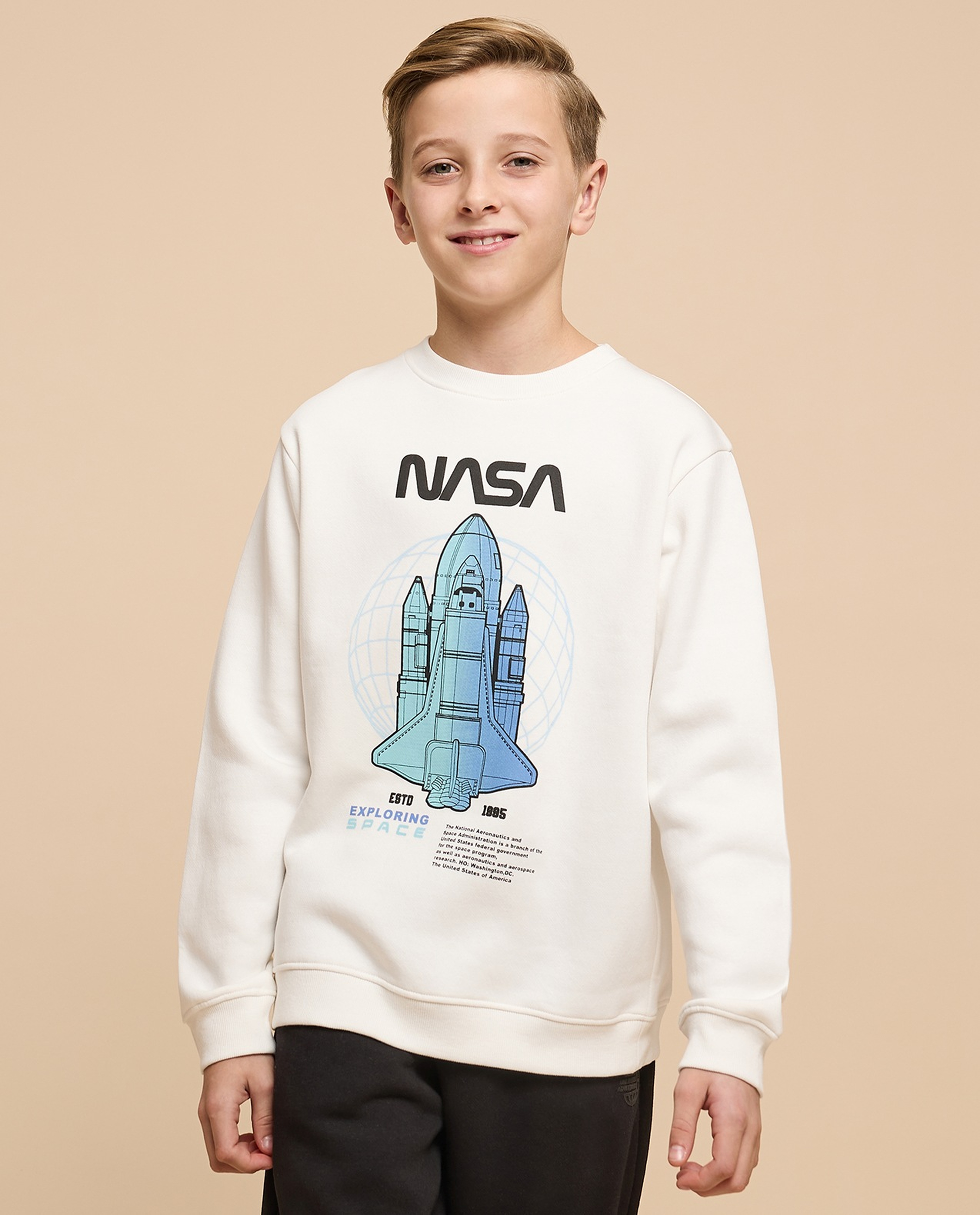 Printed Sweatshirt with Crew Neck and Long Sleeves