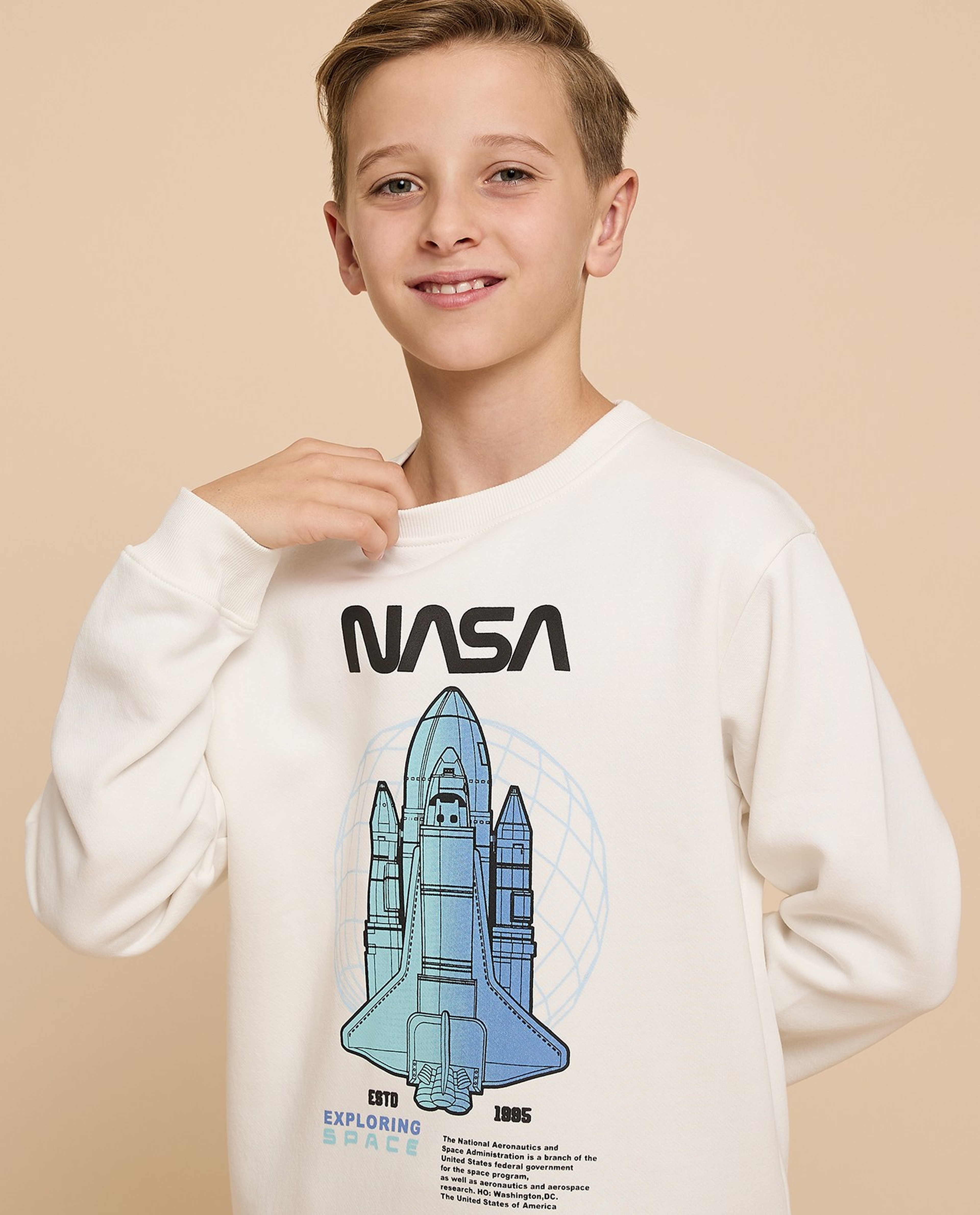 Printed Sweatshirt with Crew Neck and Long Sleeves